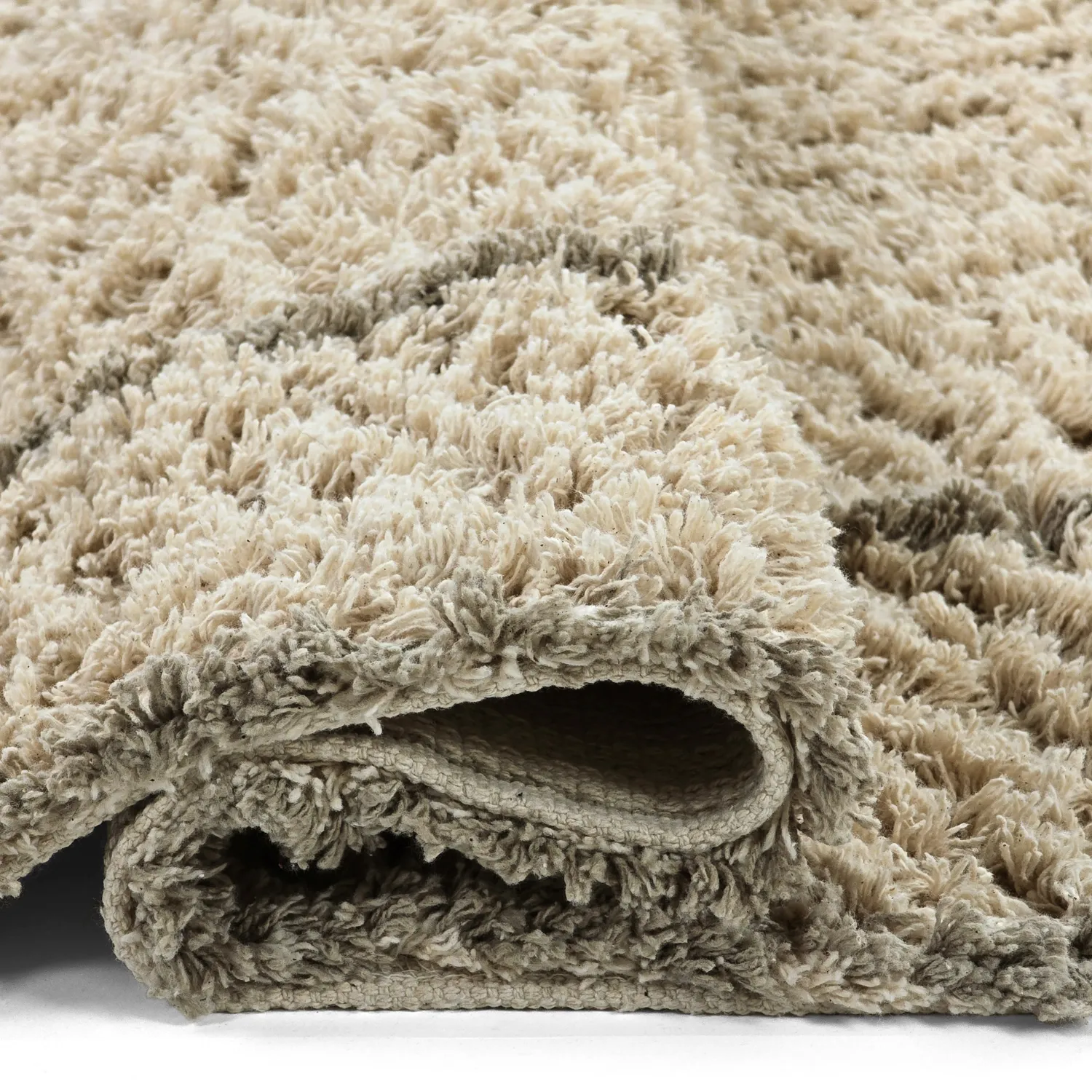 Hoogpolig vloerkleed - Kairi Natural Cotton Shaggy (beige/taupe)