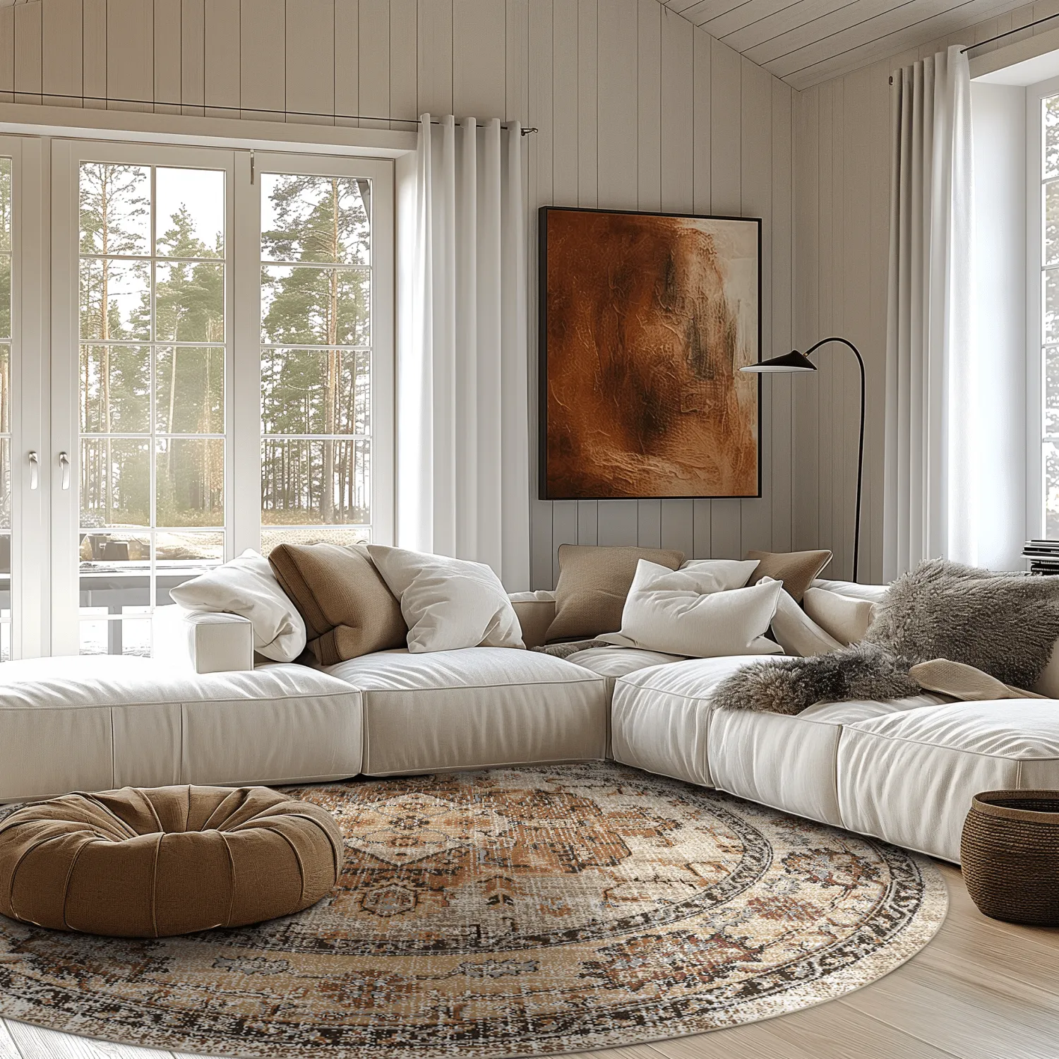 Rond vloerkleed - Siliana (beige)