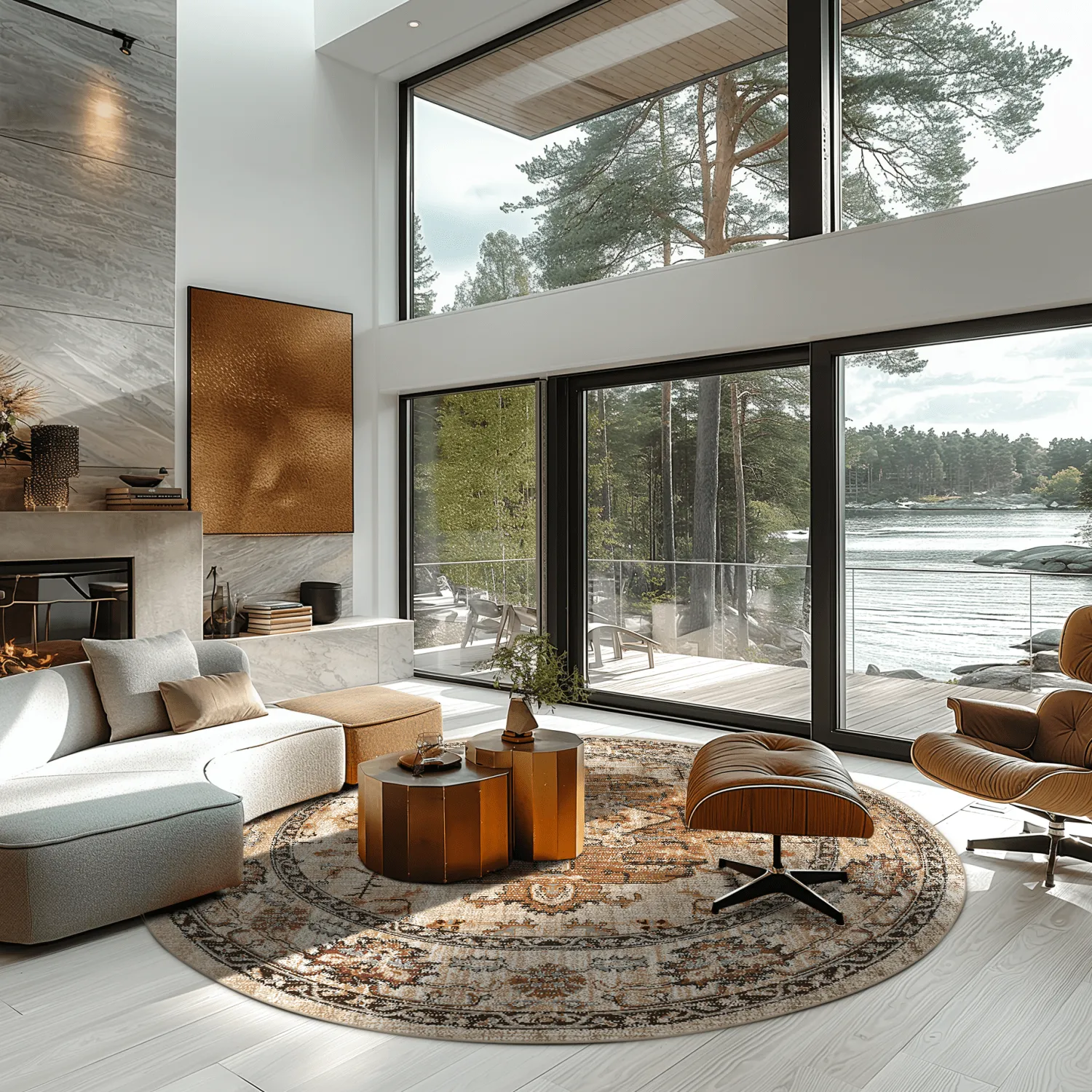 Rond vloerkleed - Siliana (beige)