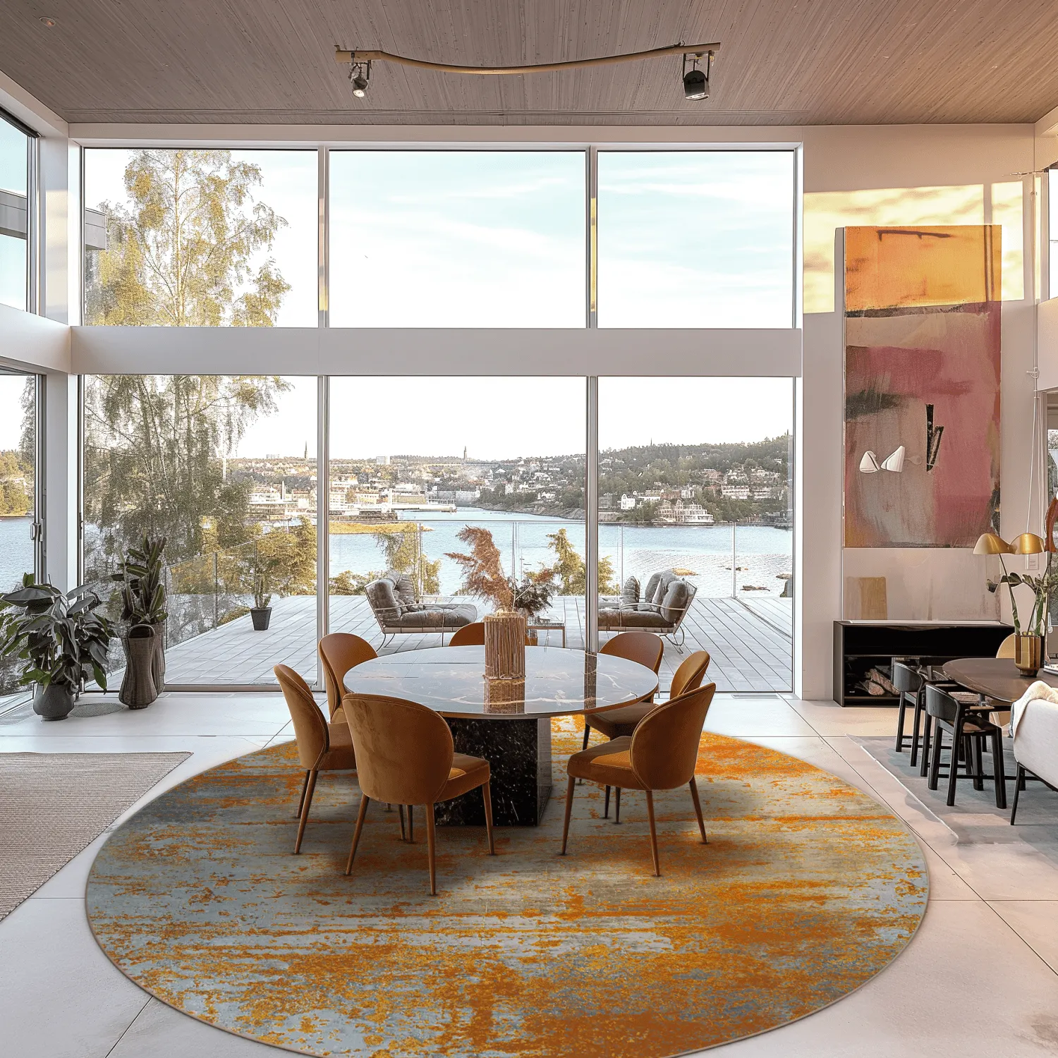 Rond vloerkleed - Kebira (bruin/blauw)