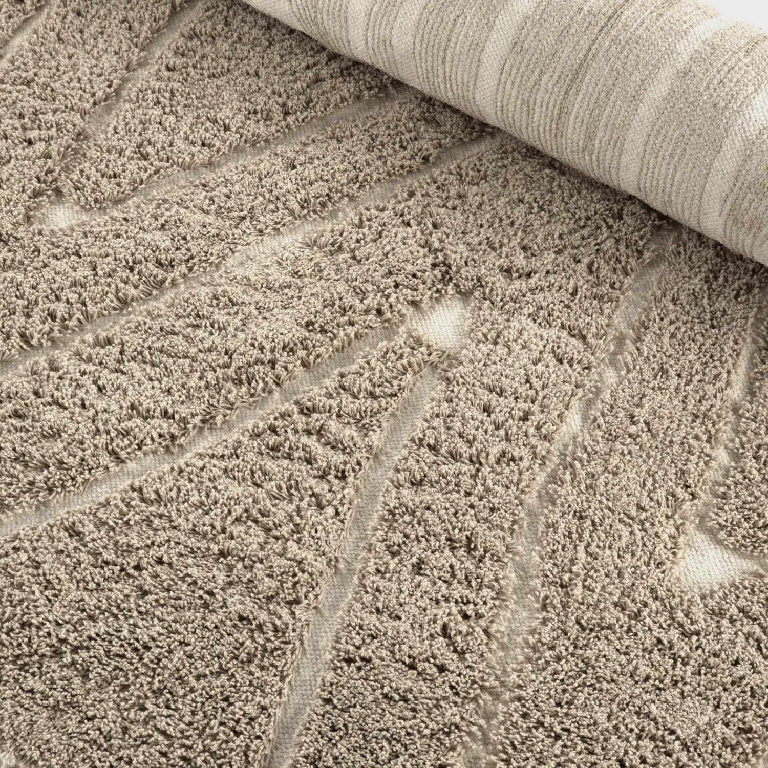 Hoogpolig vloerkleed - Kindon Natural Cotton Shaggy (beige/wit)