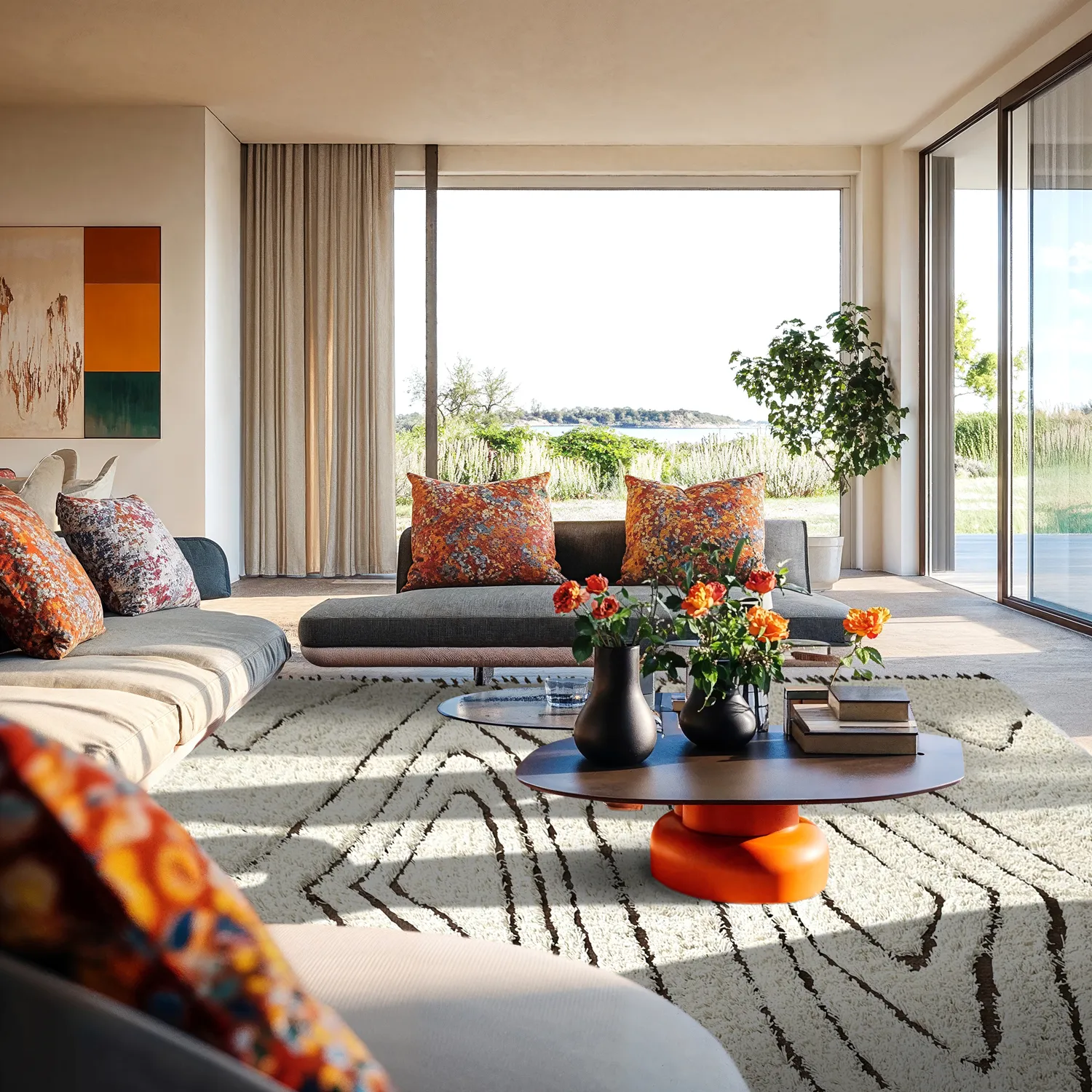 Hoogpolig vloerkleed - Kindon Natural Cotton Shaggy (gebroken wit/bruin)