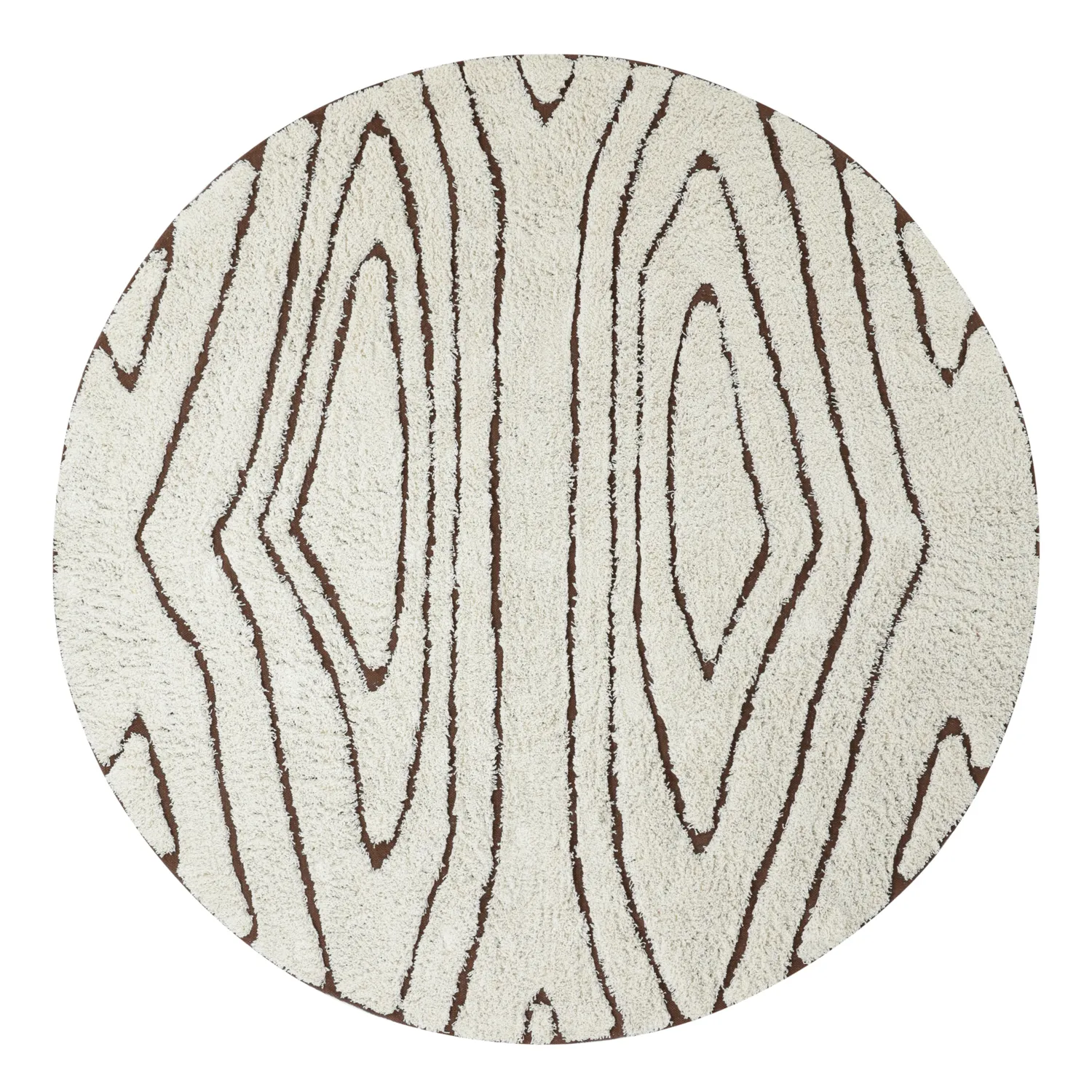 Ronde vloerkleden - Kindon Natural Cotton Shaggy (gebroken wit/bruin)