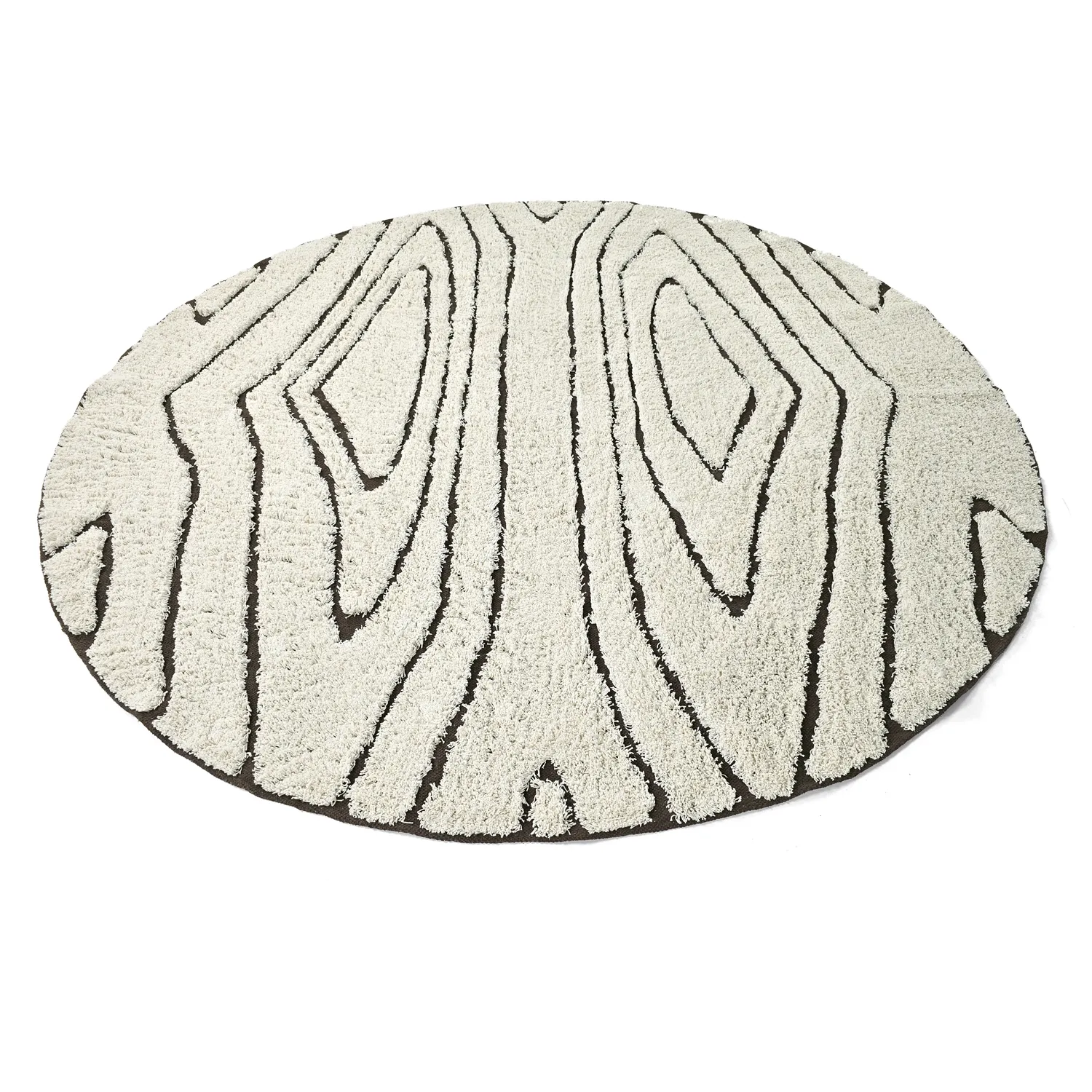 Ronde vloerkleden - Kindon Natural Cotton Shaggy (gebroken wit/bruin)