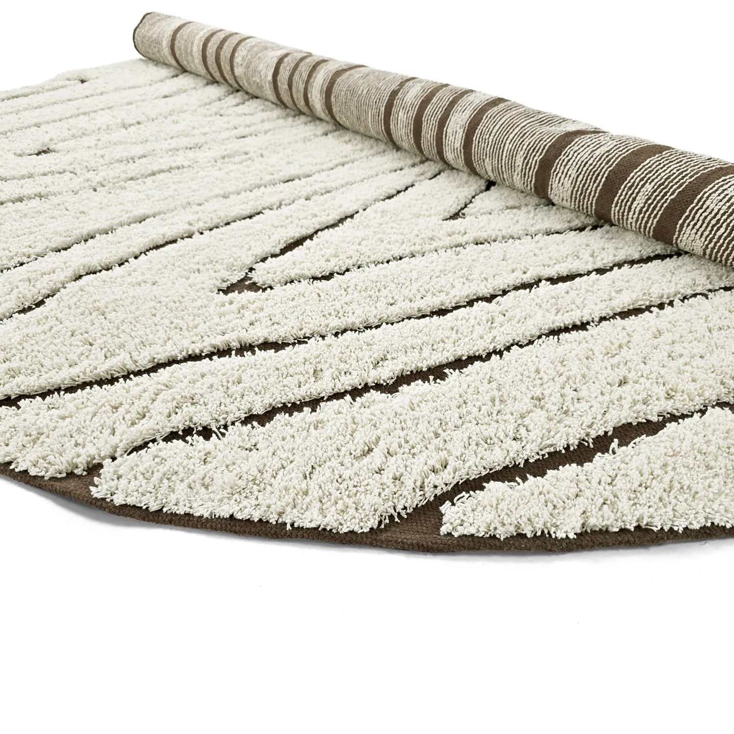 Ronde vloerkleden - Kindon Natural Cotton Shaggy (gebroken wit/bruin)