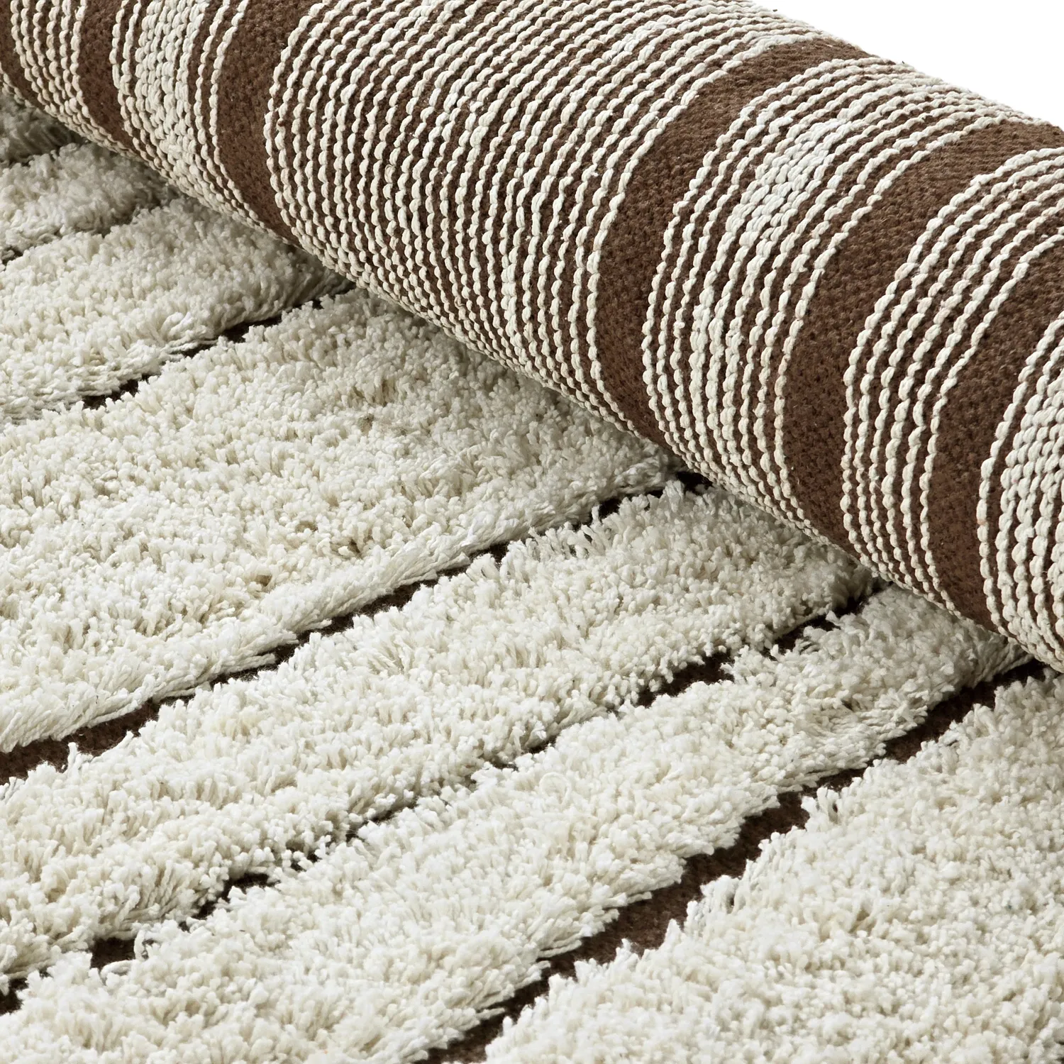 Ronde vloerkleden - Kindon Natural Cotton Shaggy (gebroken wit/bruin)