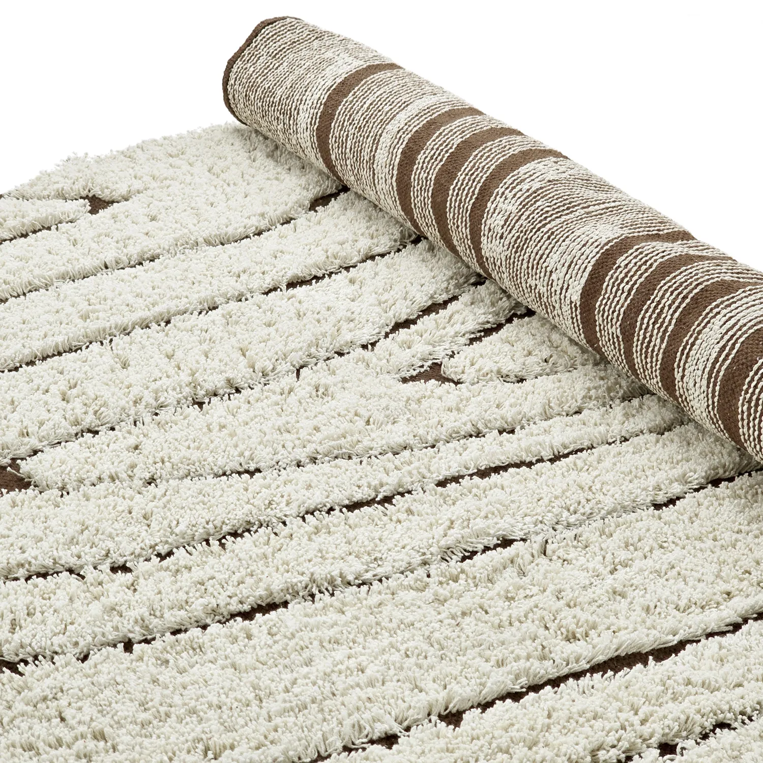 Ronde vloerkleden - Kindon Natural Cotton Shaggy (gebroken wit/bruin)
