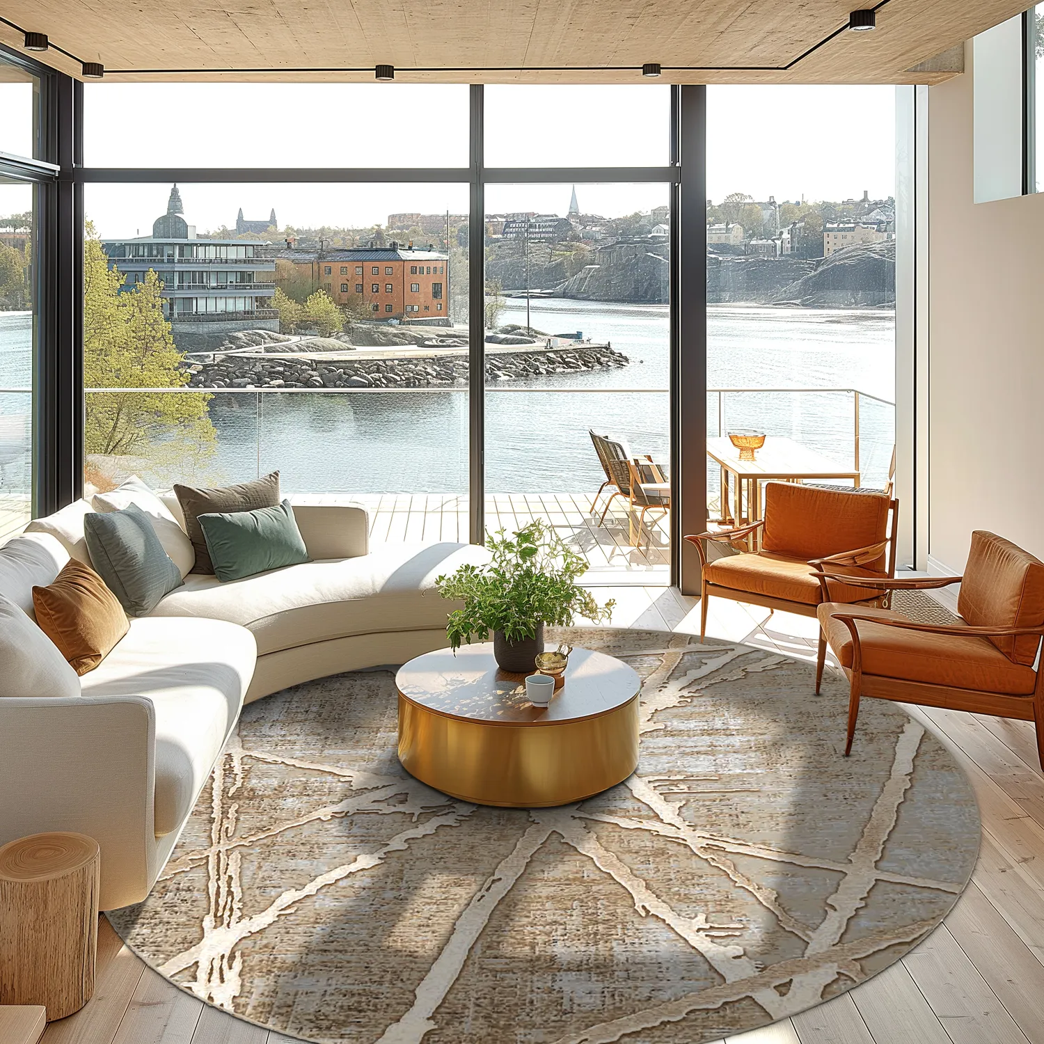 Rond vloerkleed - Lagos (beige)