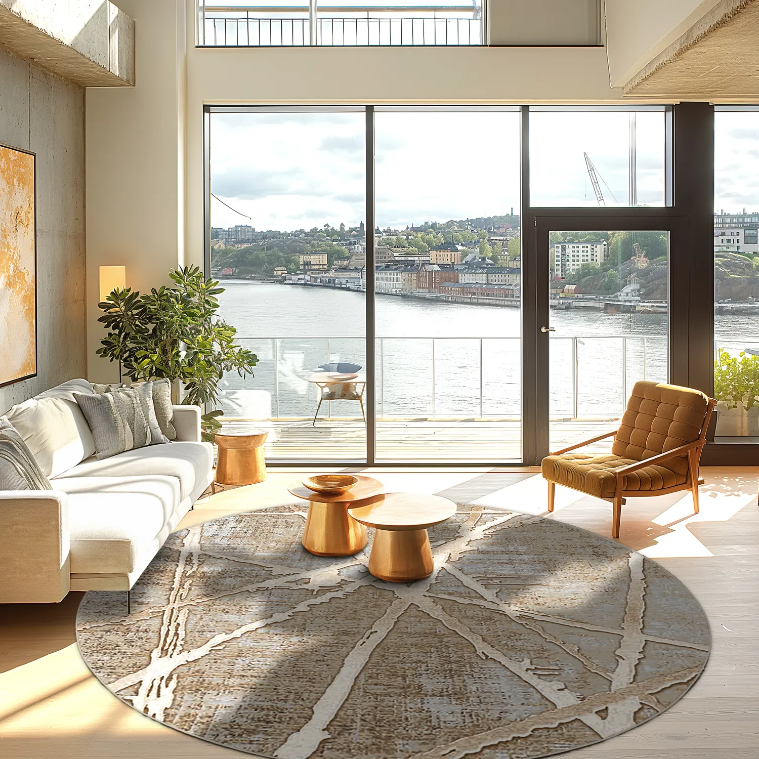 Rond vloerkleed - Lagos (beige)