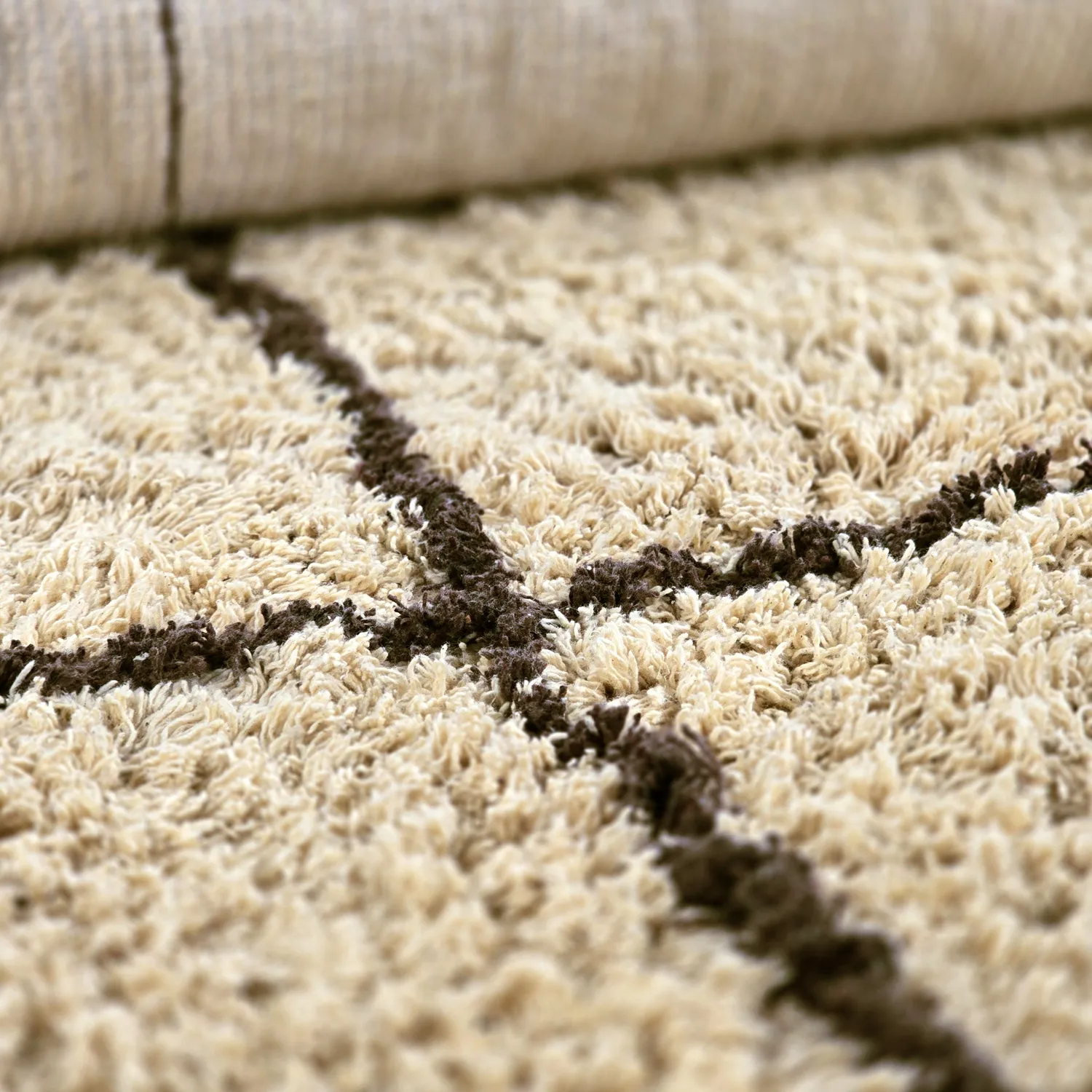 Hoogpolig vloerkleed - Lana Natural Cotton Shaggy (beige/bruin)