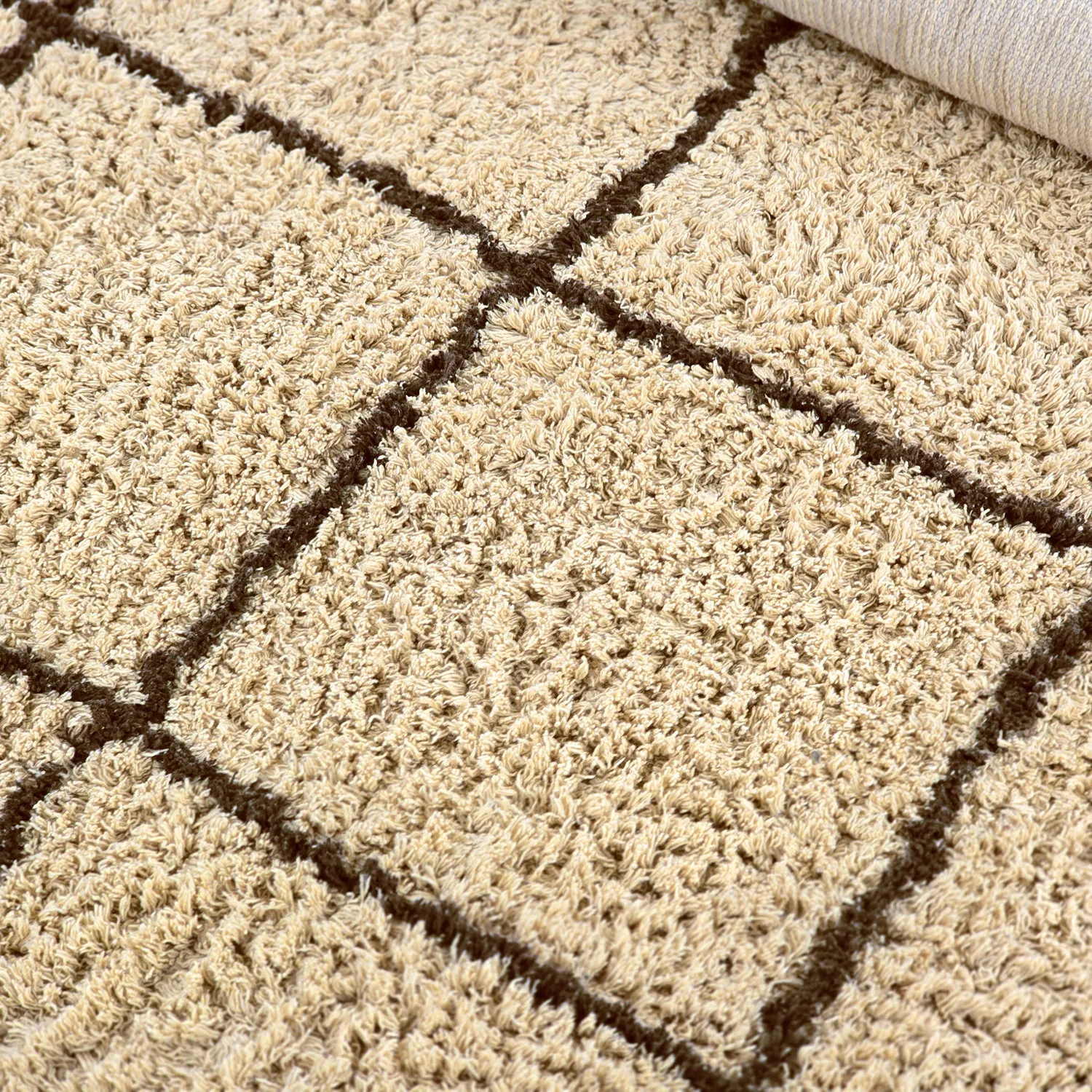 Hoogpolig vloerkleed - Lana Natural Cotton Shaggy (beige/bruin)