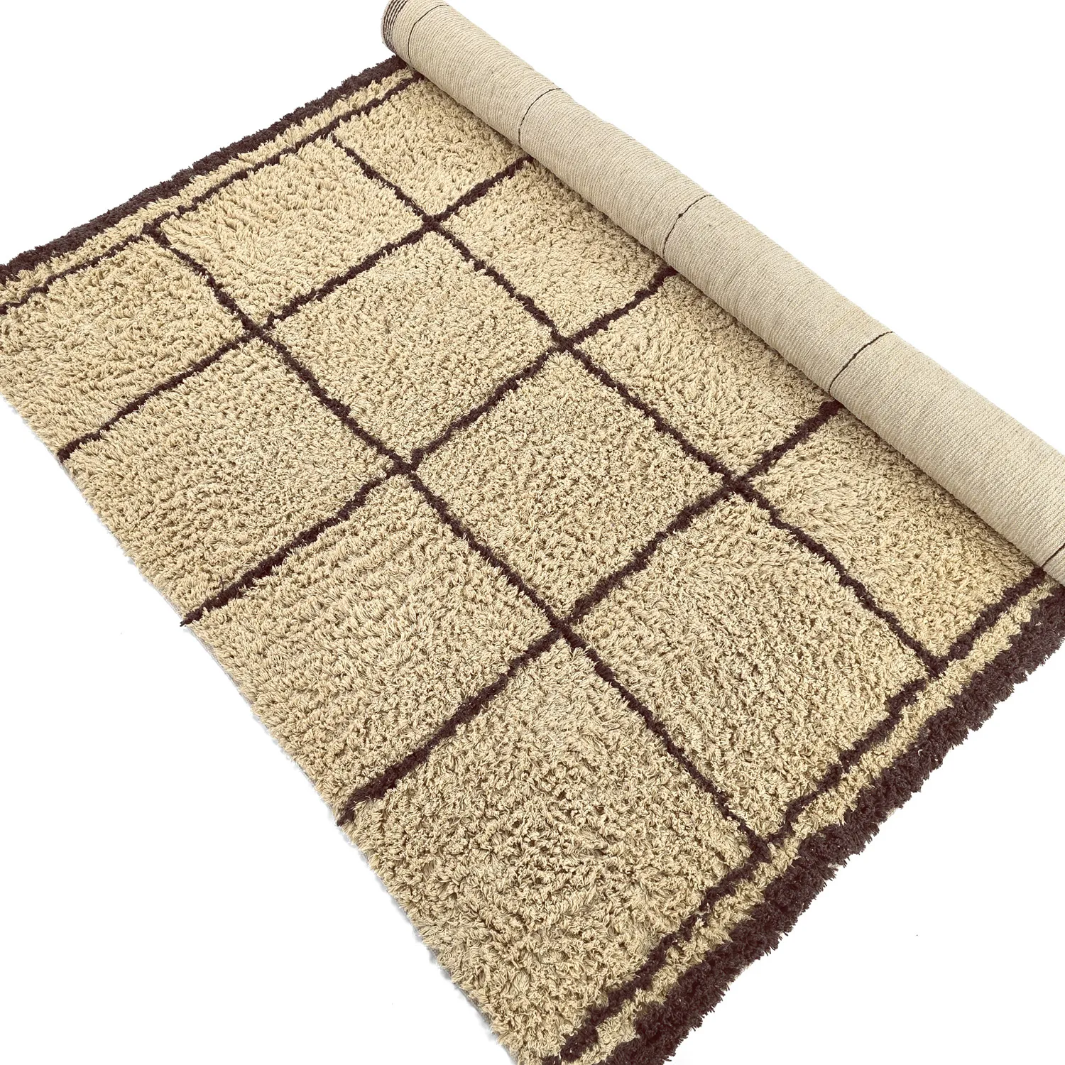 Hoogpolig vloerkleed - Lana Natural Cotton Shaggy (beige/bruin)