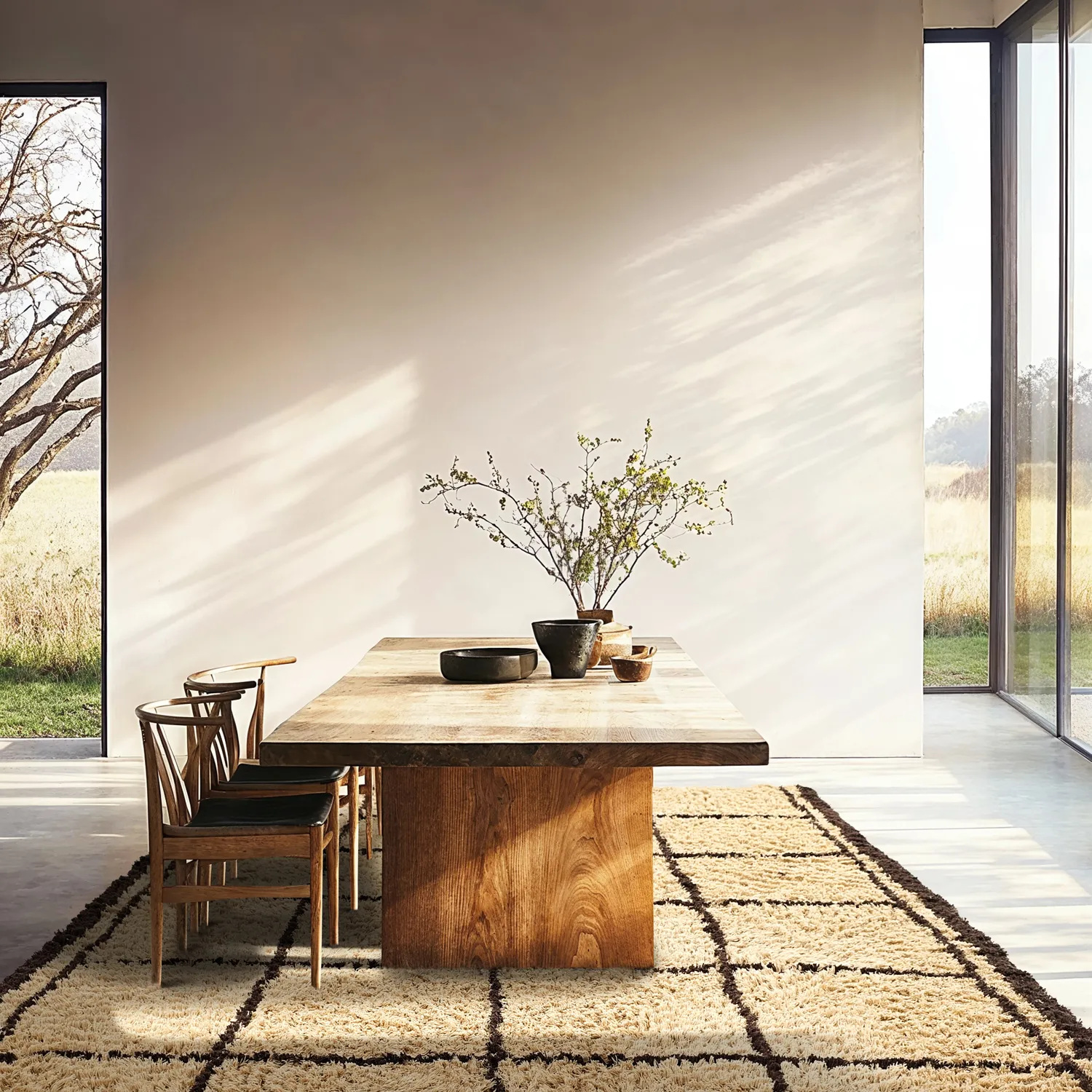 Hoogpolig vloerkleed - Lana Natural Cotton Shaggy (beige/bruin)