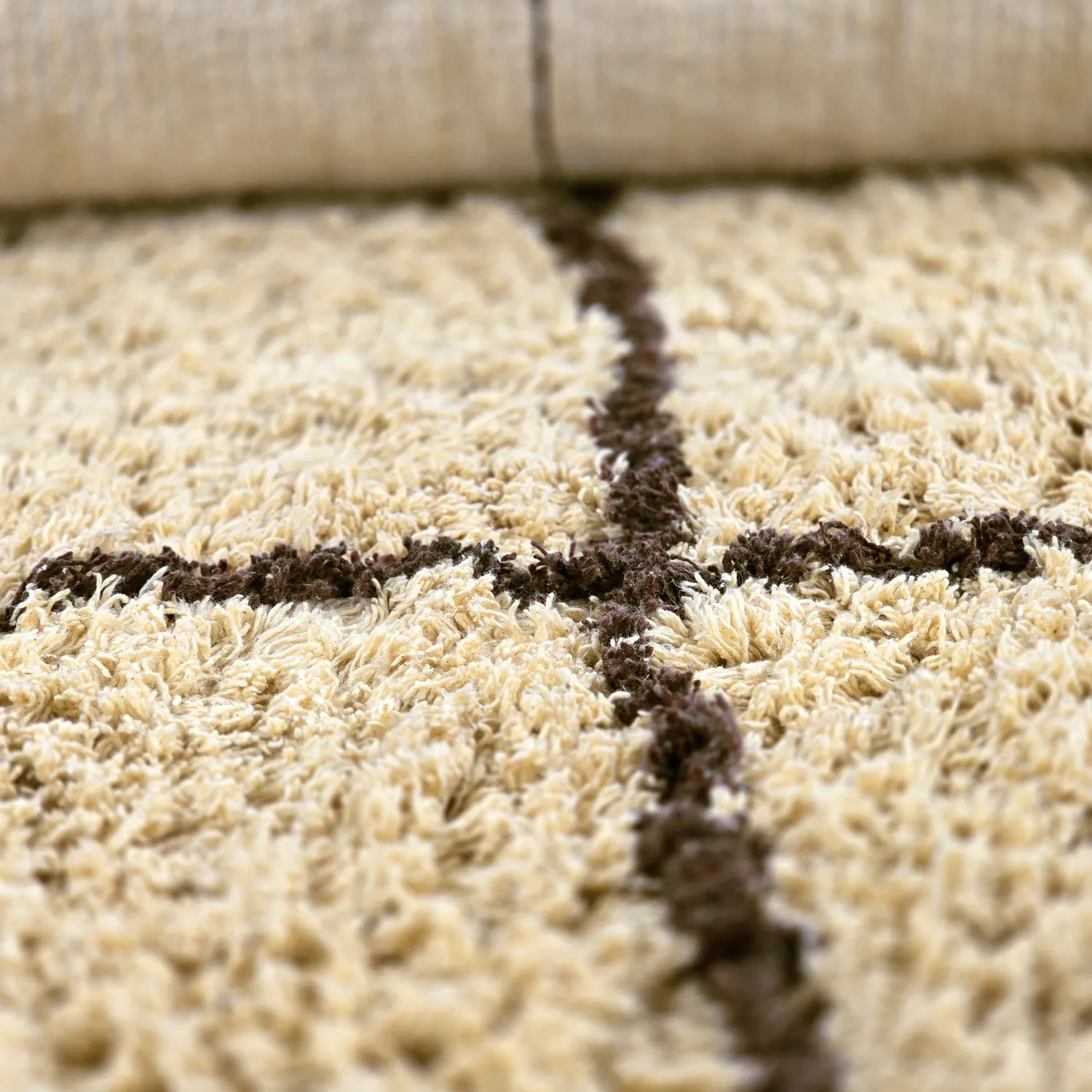 Hoogpolig vloerkleed - Lana Natural Cotton Shaggy (beige/bruin)