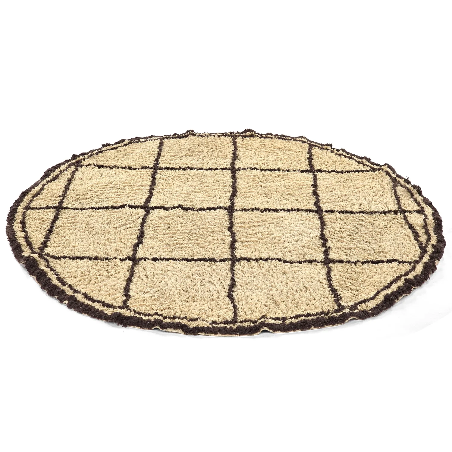 Rond vloerkleed - Lana Natural Cotton Shaggy (beige/bruin)