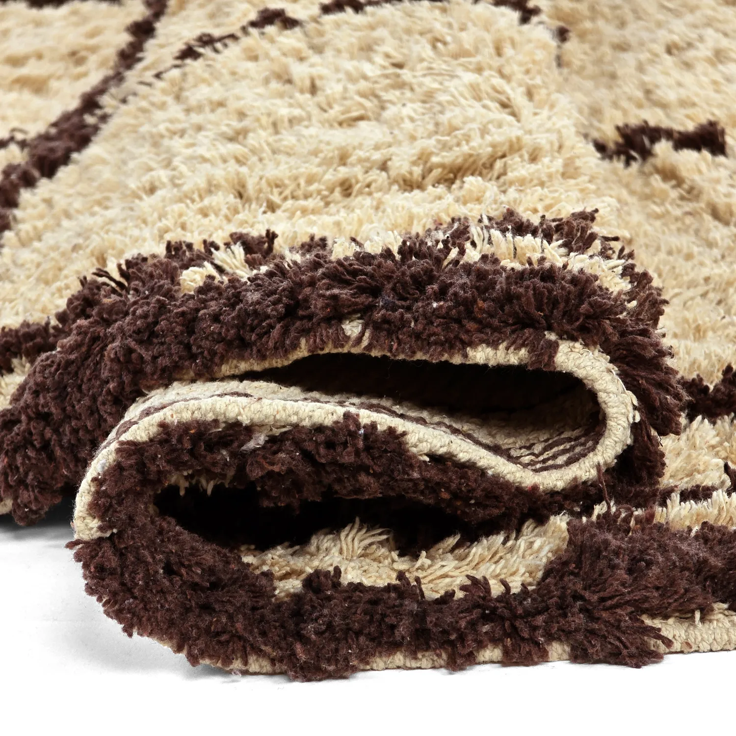 Rond vloerkleed - Lana Natural Cotton Shaggy (beige/bruin)