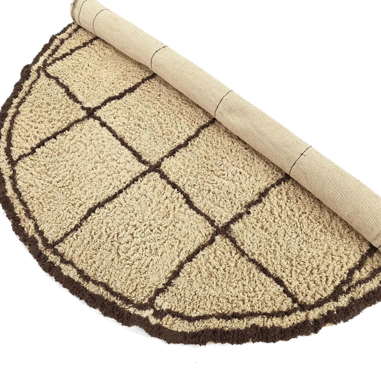 Rond vloerkleed - Lana Natural Cotton Shaggy (beige/bruin)