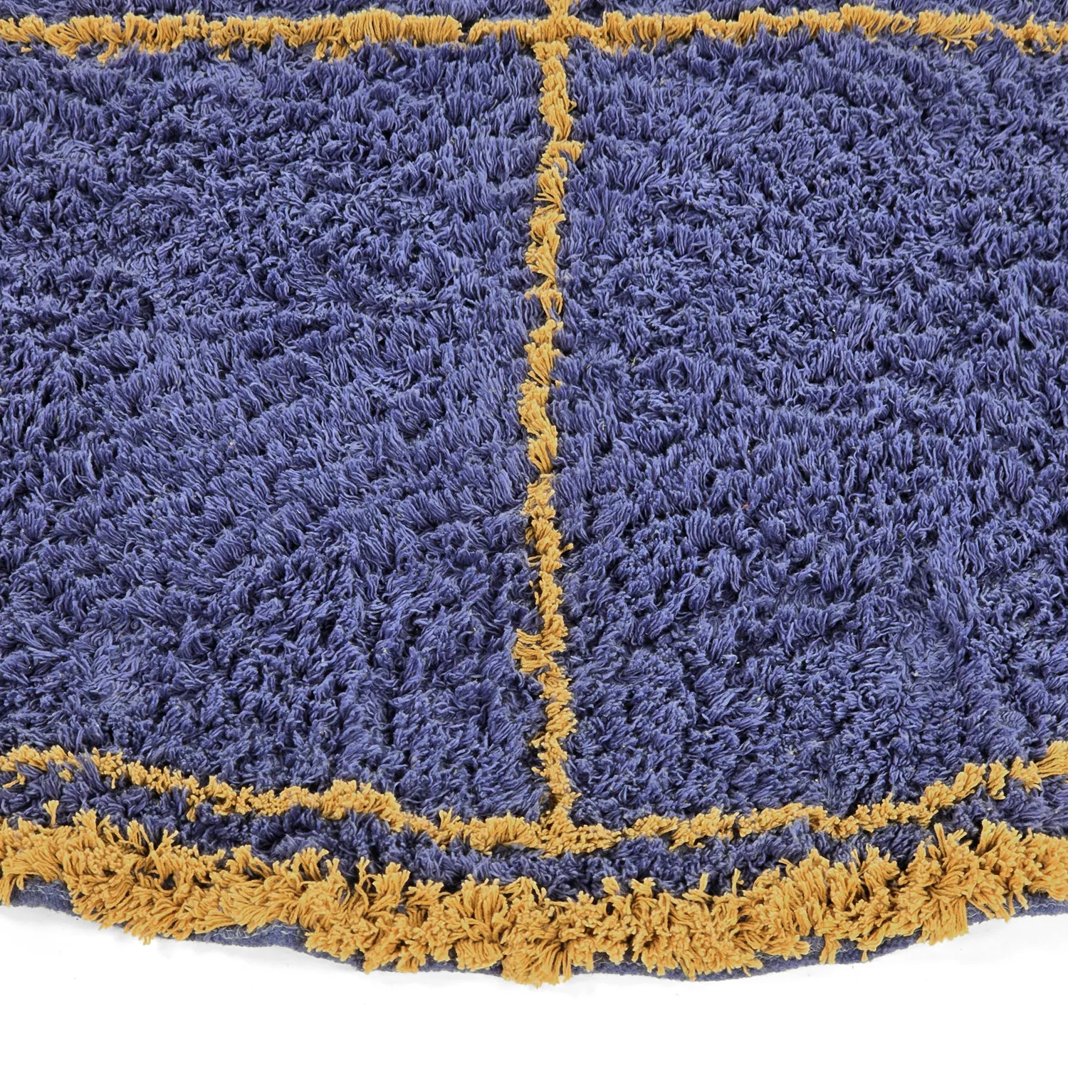Rond vloerkleed - Lana Natural Cotton Shaggy (blauw/geel)