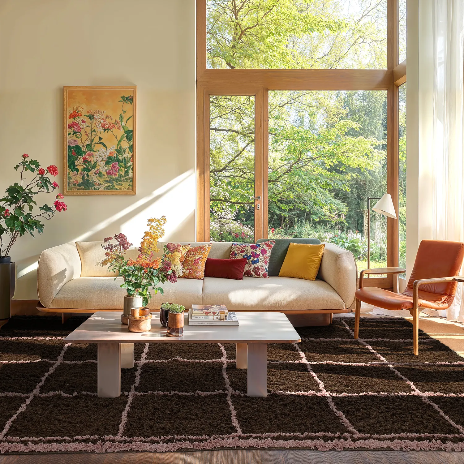 Hoogpolig vloerkleed - Lana Natural Cotton Shaggy (bruin)