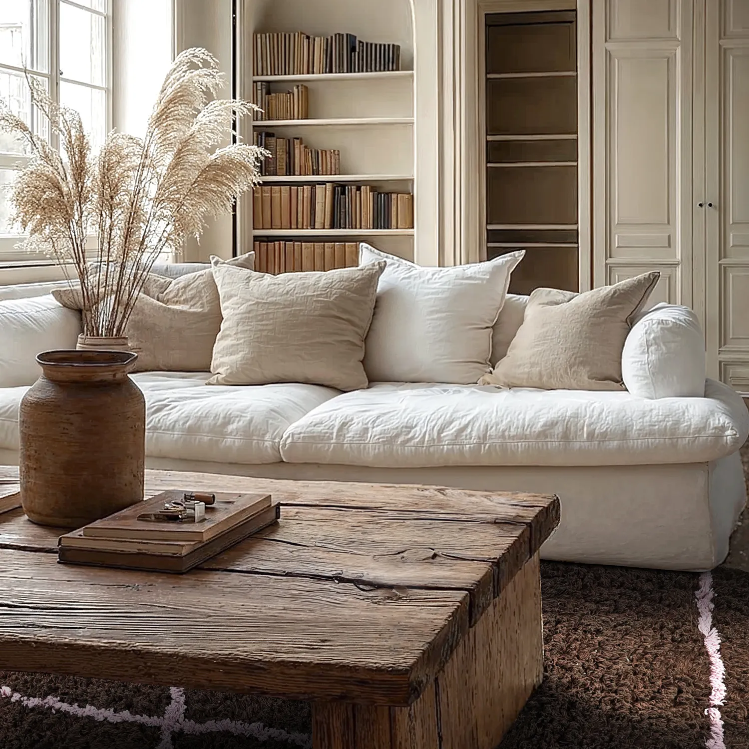 Hoogpolig vloerkleed - Lana Natural Cotton Shaggy (bruin)