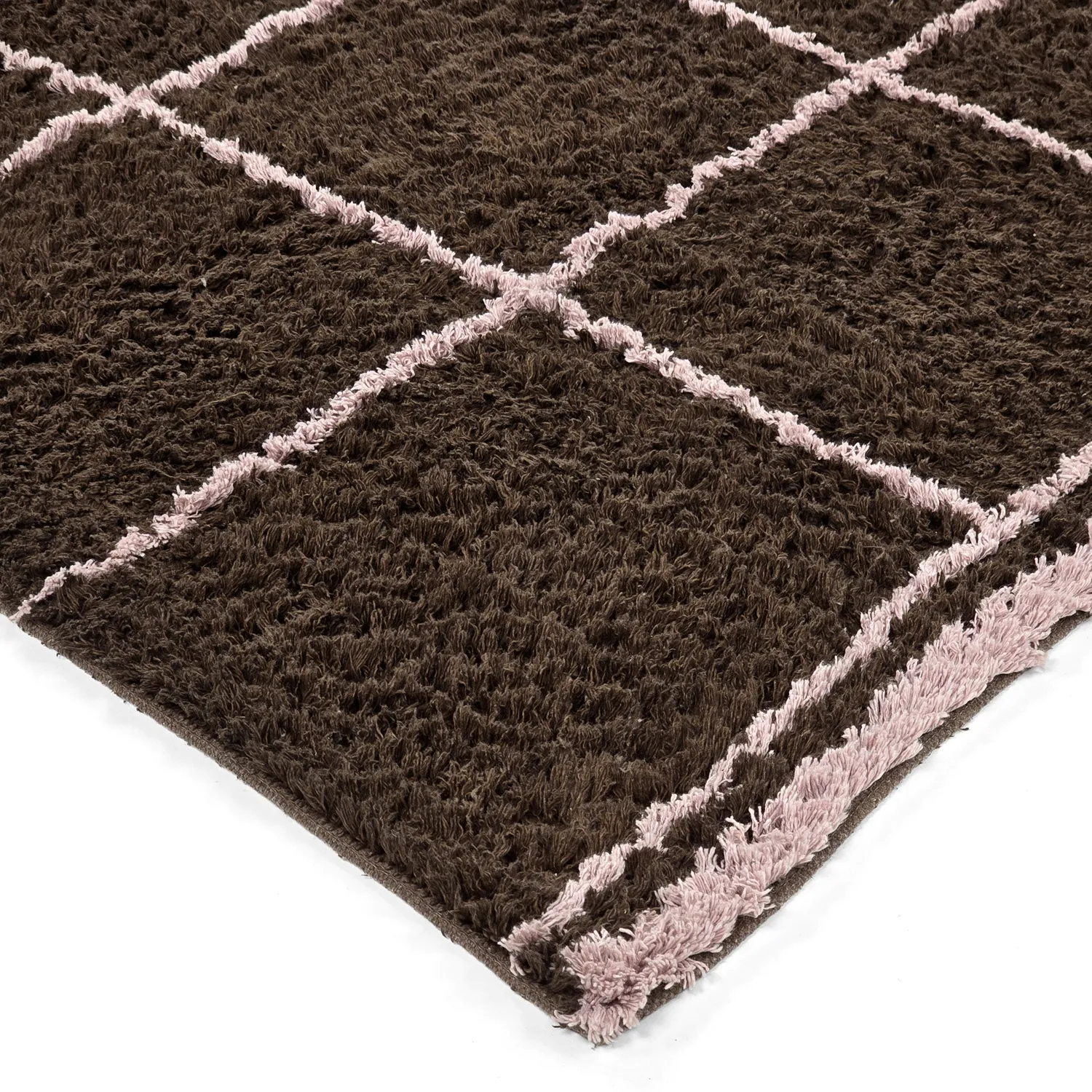 Hoogpolig vloerkleed - Lana Natural Cotton Shaggy (bruin)