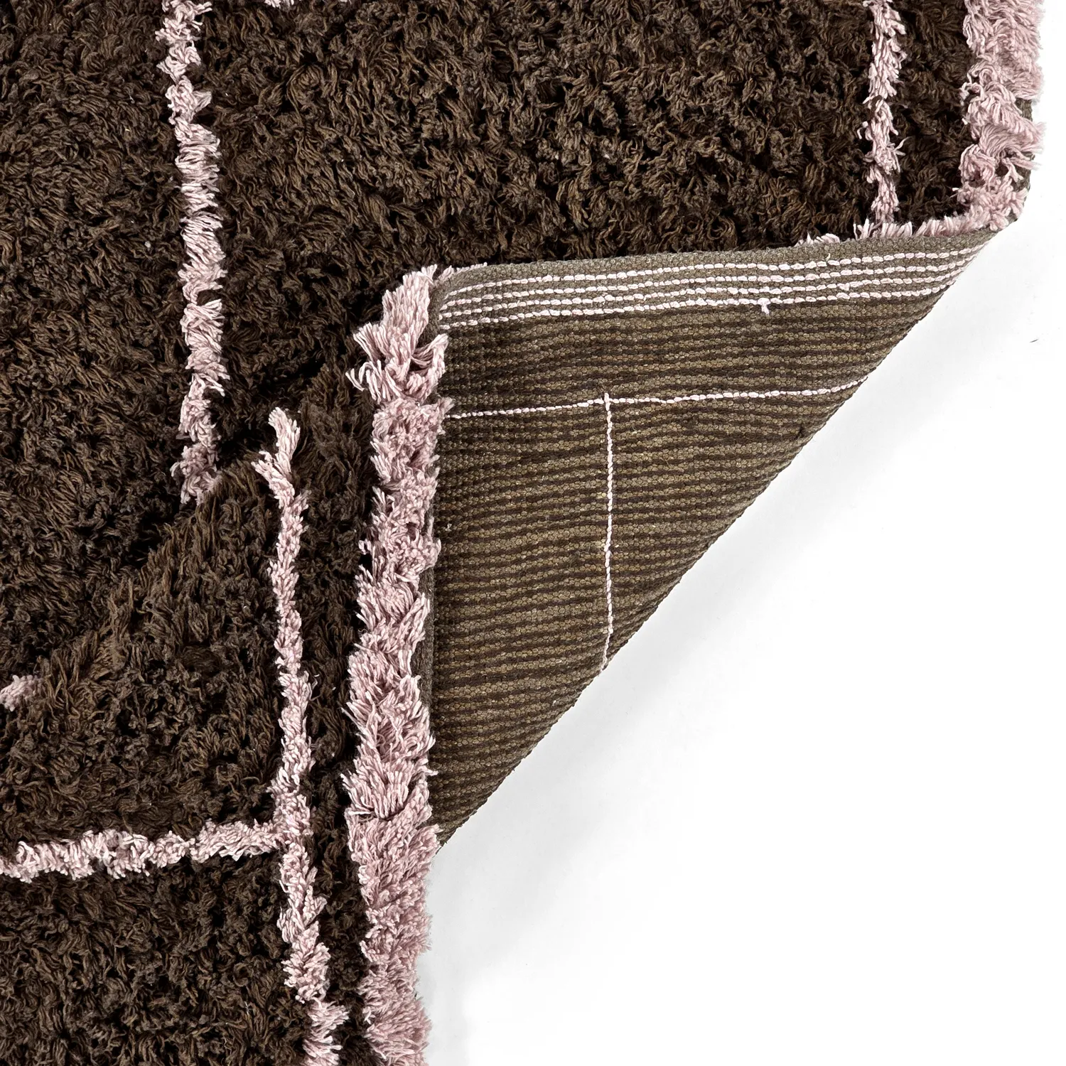 Hoogpolig vloerkleed - Lana Natural Cotton Shaggy (bruin)