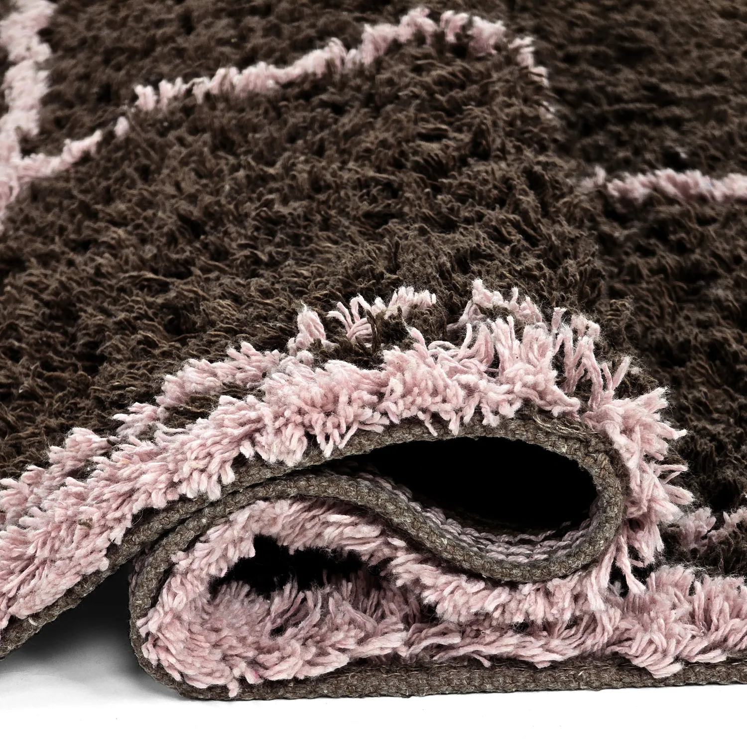 Hoogpolig vloerkleed - Lana Natural Cotton Shaggy (bruin)