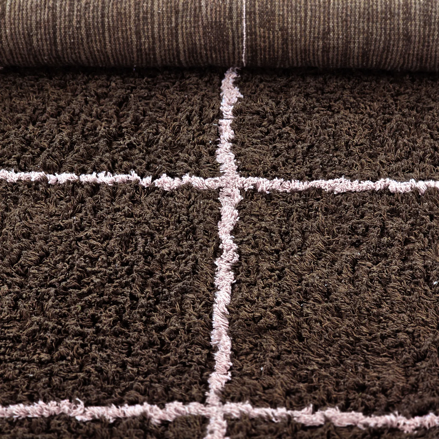 Hoogpolig vloerkleed - Lana Natural Cotton Shaggy (bruin)