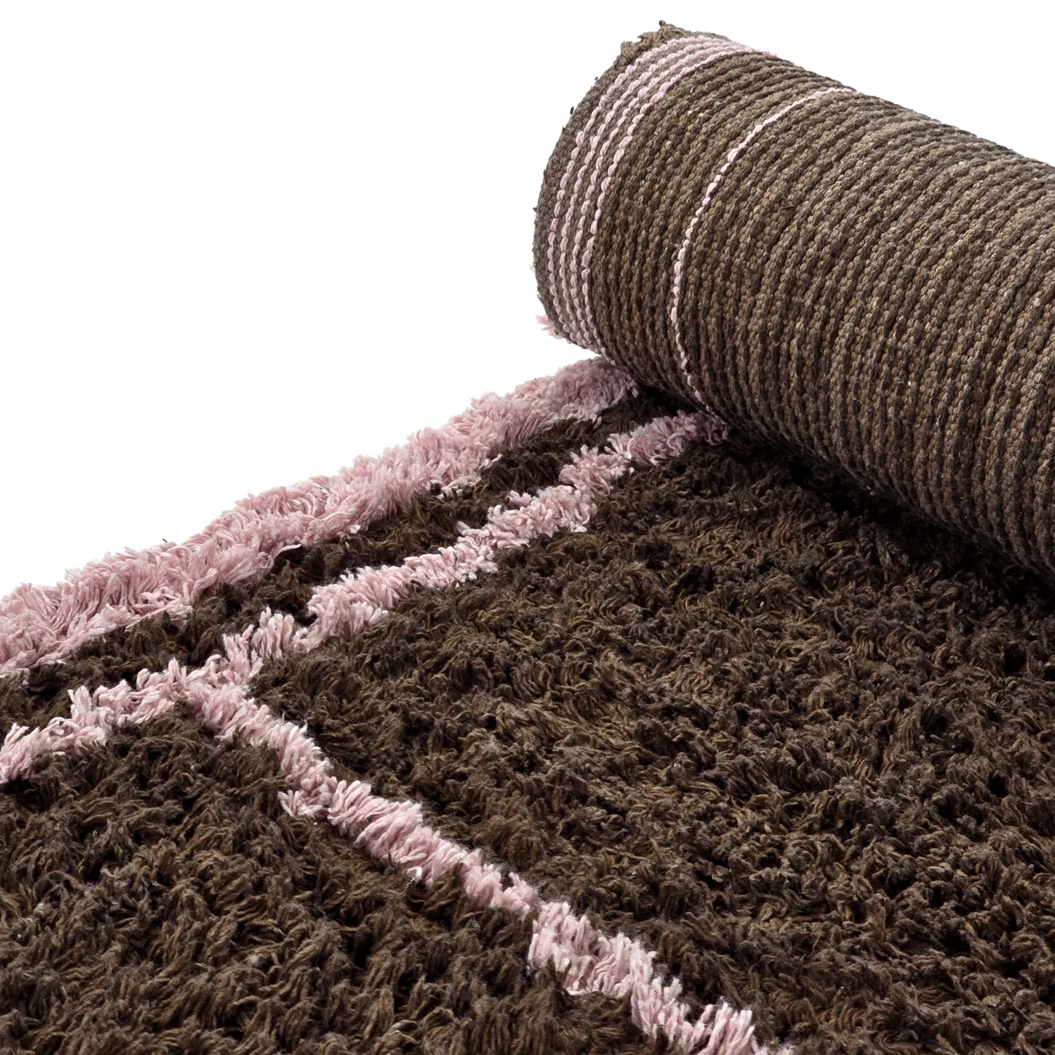 Hoogpolig vloerkleed - Lana Natural Cotton Shaggy (bruin)