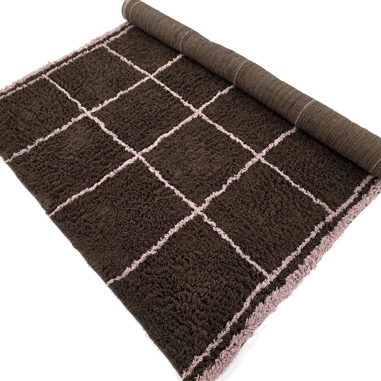 Hoogpolig vloerkleed - Lana Natural Cotton Shaggy (bruin)