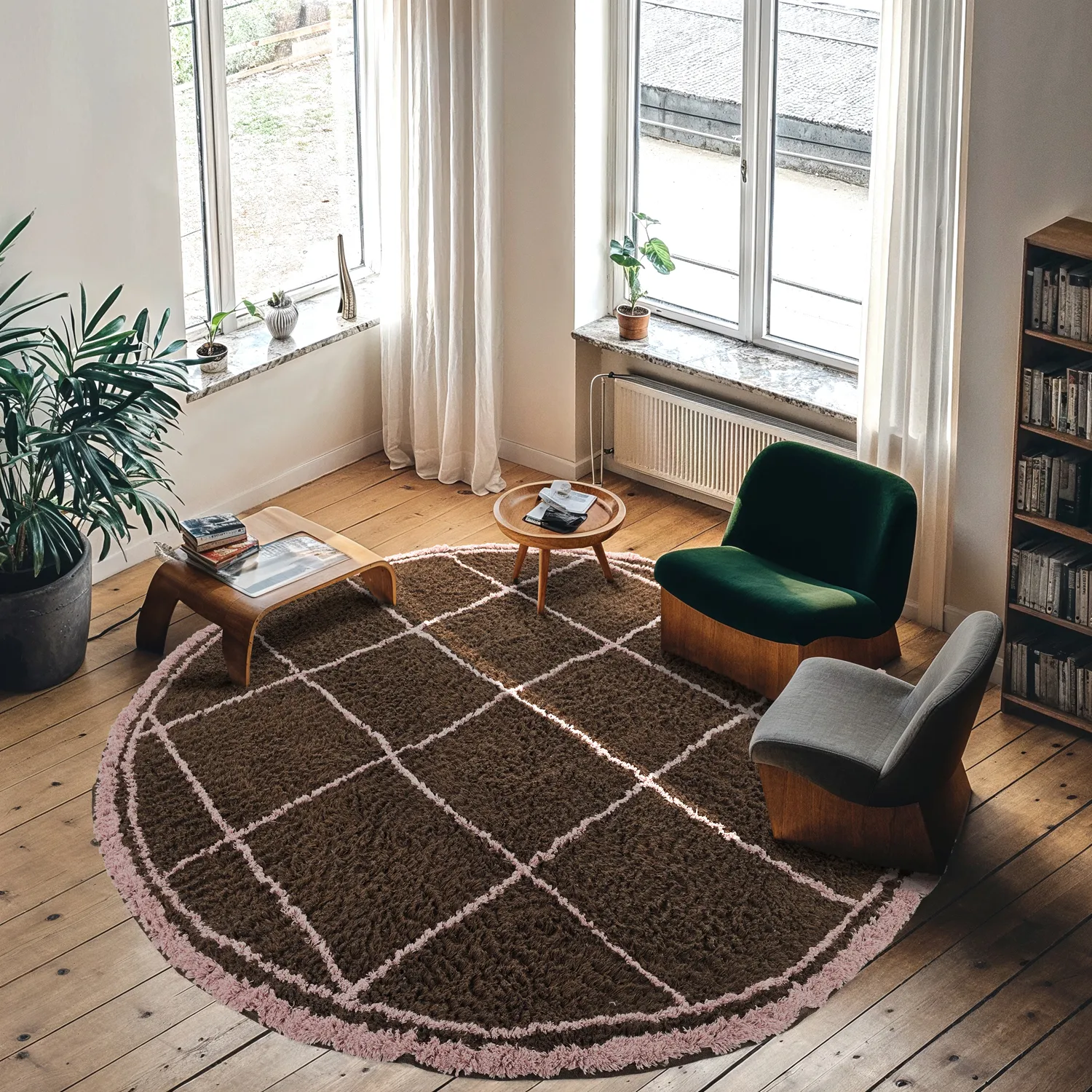 Rond vloerkleed - Lana Natural Cotton Shaggy (bruin)