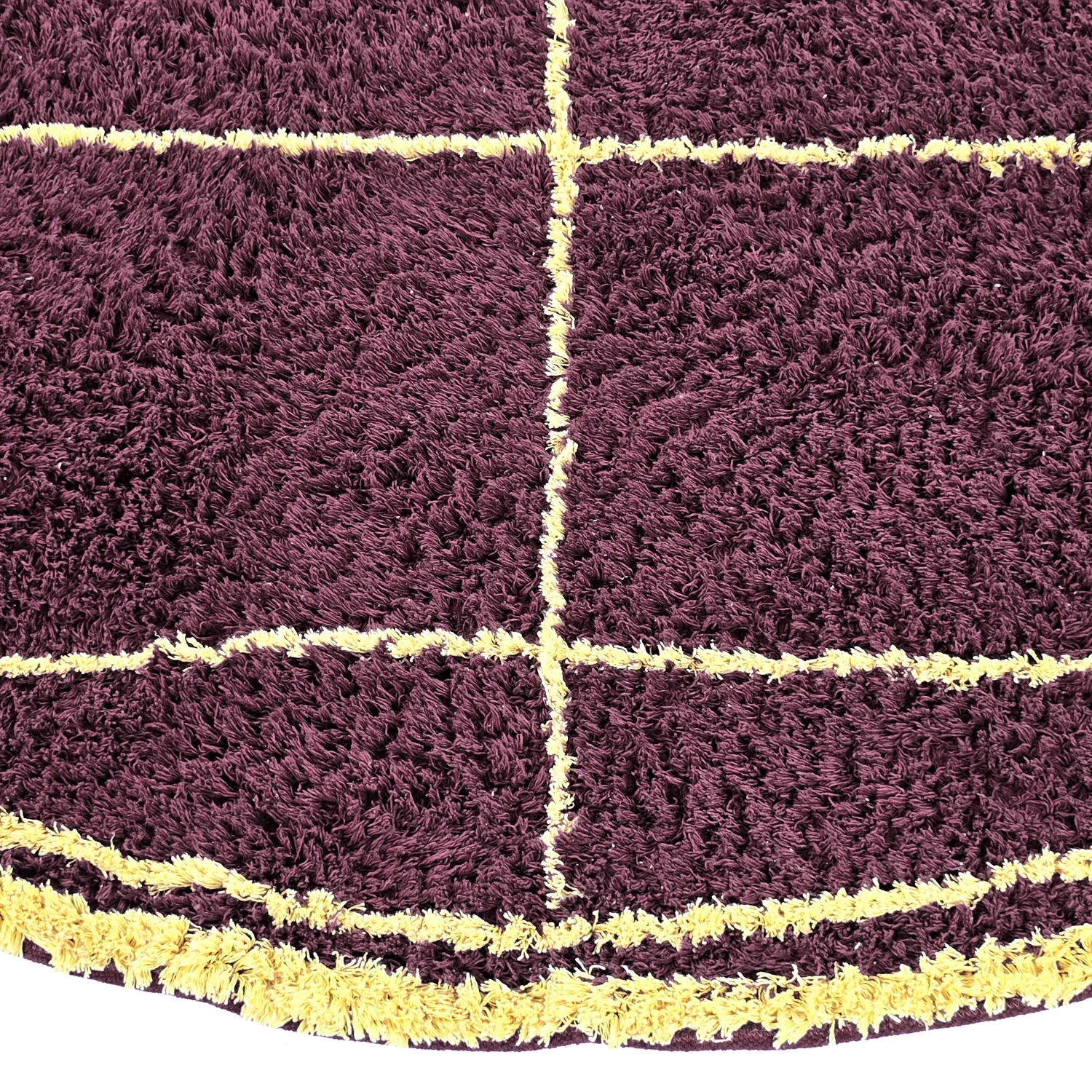 Rond vloerkleed - Lana Natural Cotton Shaggy (bordeaux/geel)