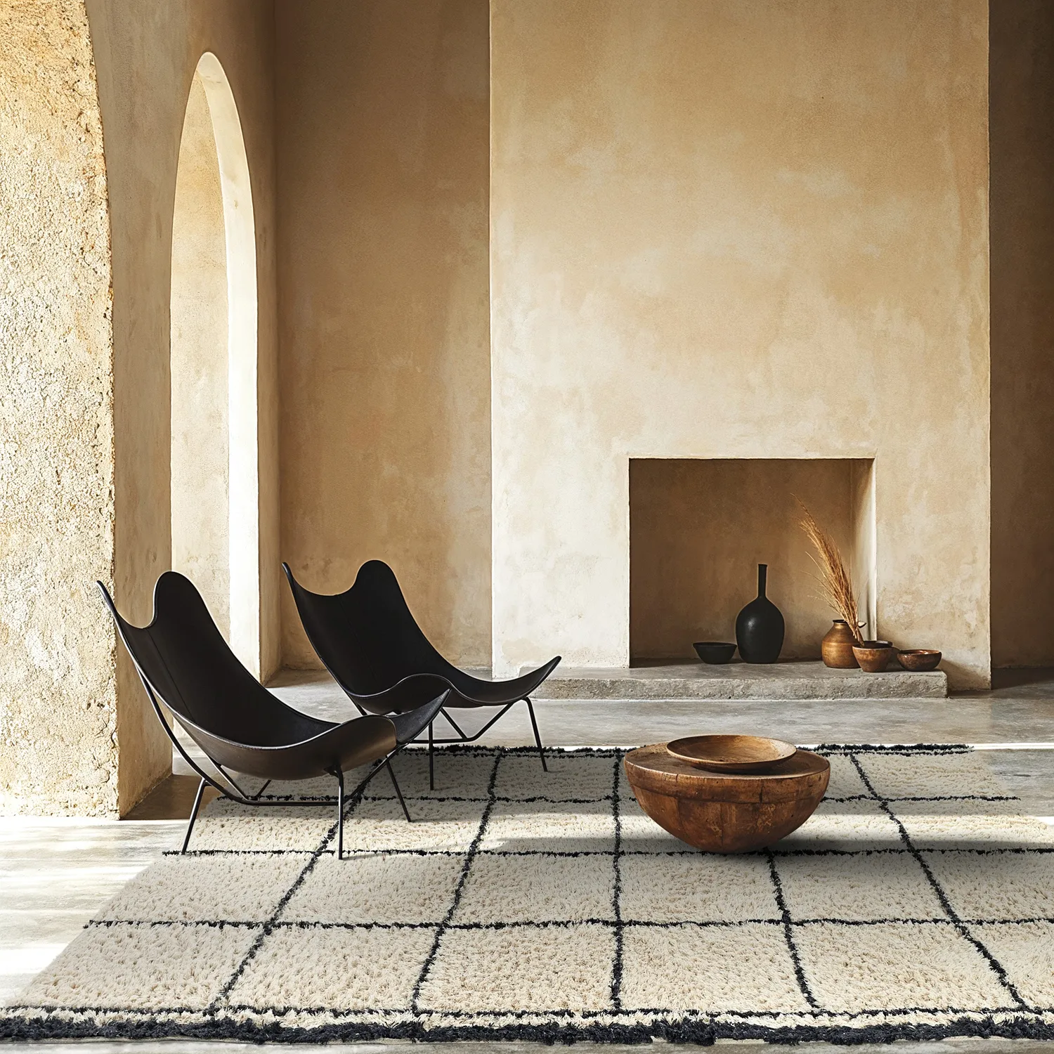 Hoogpolig vloerkleed - Lana Natural Cotton Shaggy (crème/donkergrijs)