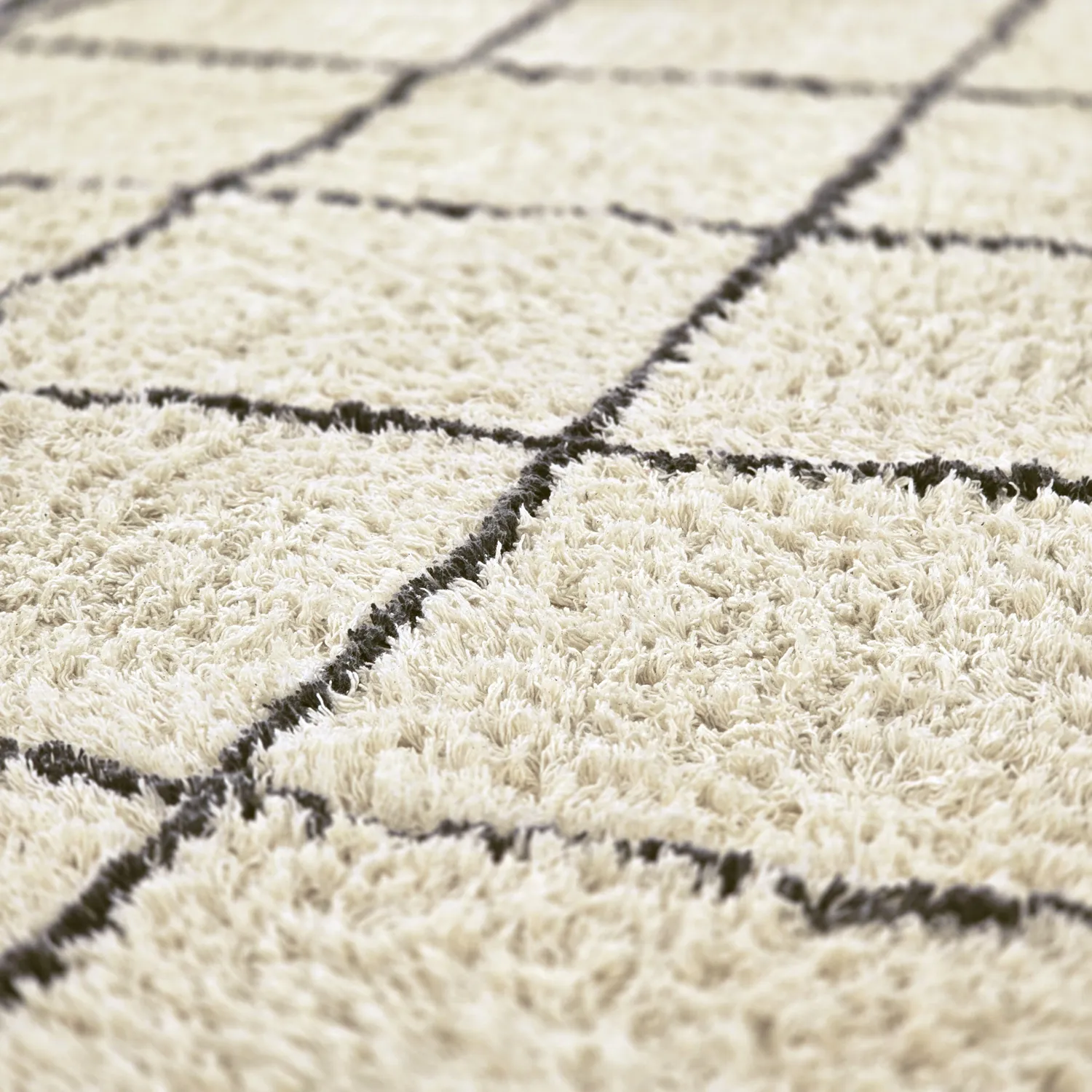 Hoogpolig vloerkleed - Lana Natural Cotton Shaggy (crème/donkergrijs)