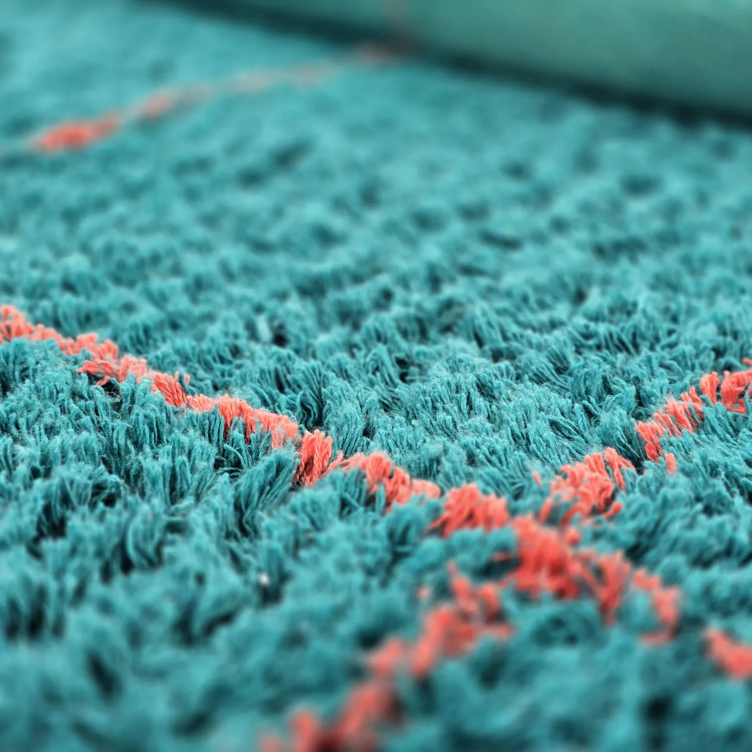 Rond vloerkleed - Lana Natural Cotton Shaggy (turkoois/roze)