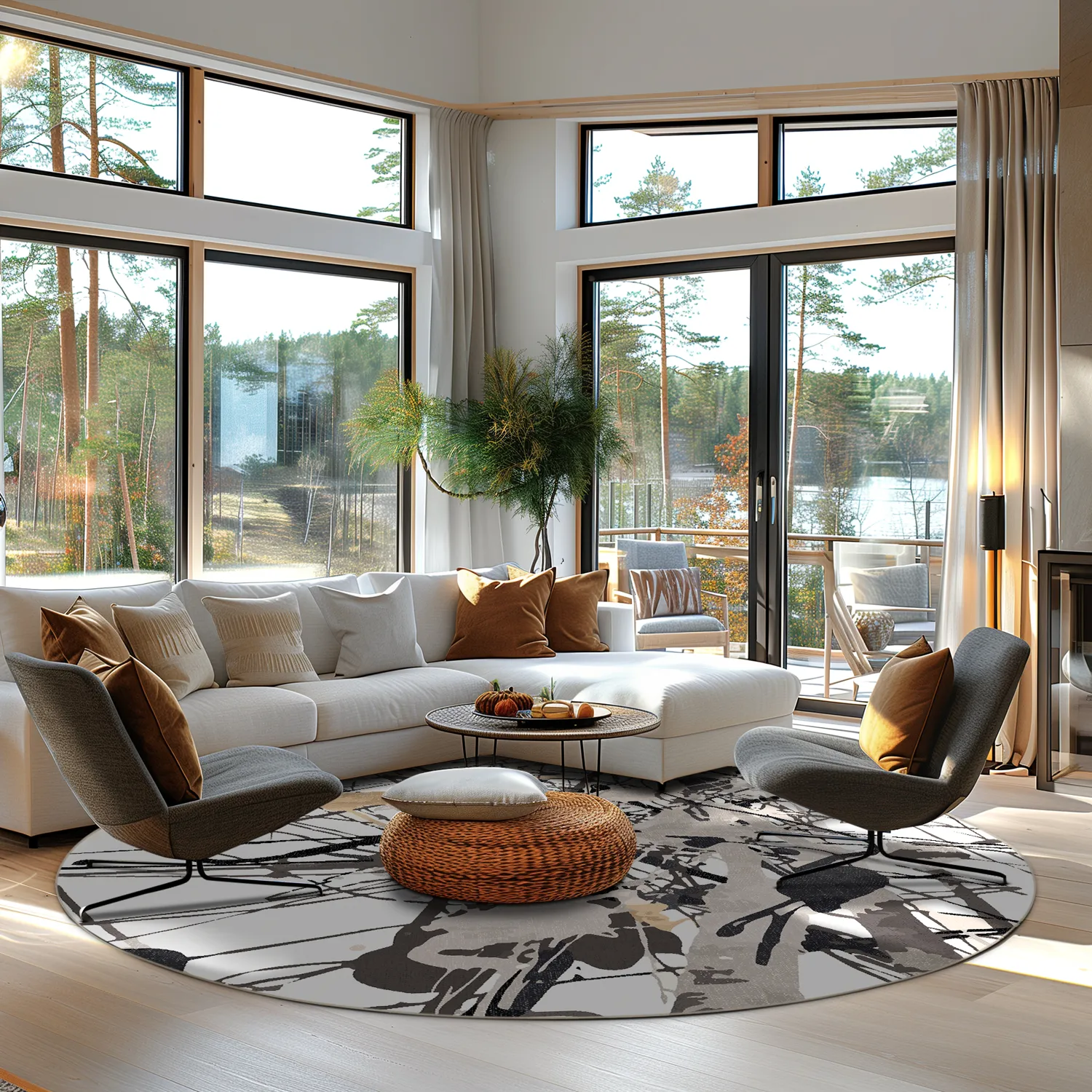 Rond vloerkleed - Lawrance (grijs/wit)