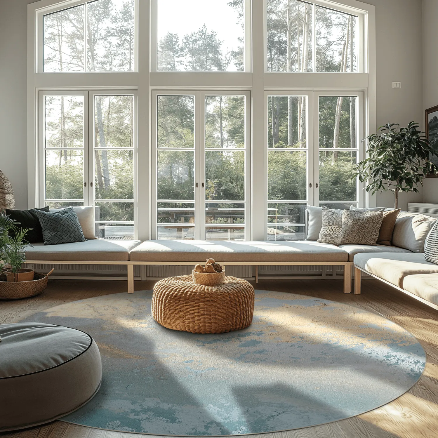 Rond vloerkleed - Lesley (blauw/grijs/turkoois)