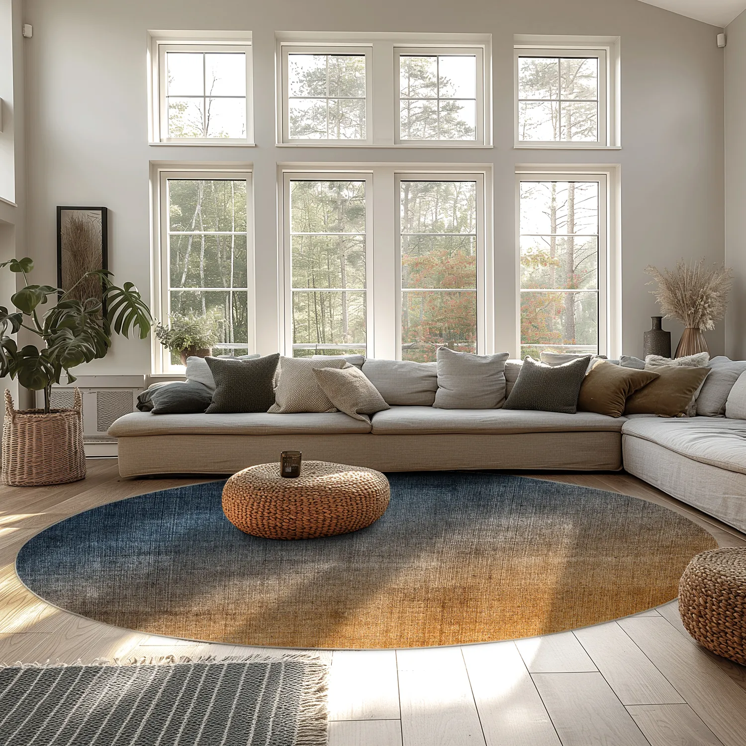 Rond vloerkleed - Librilla (bruin/blauw)