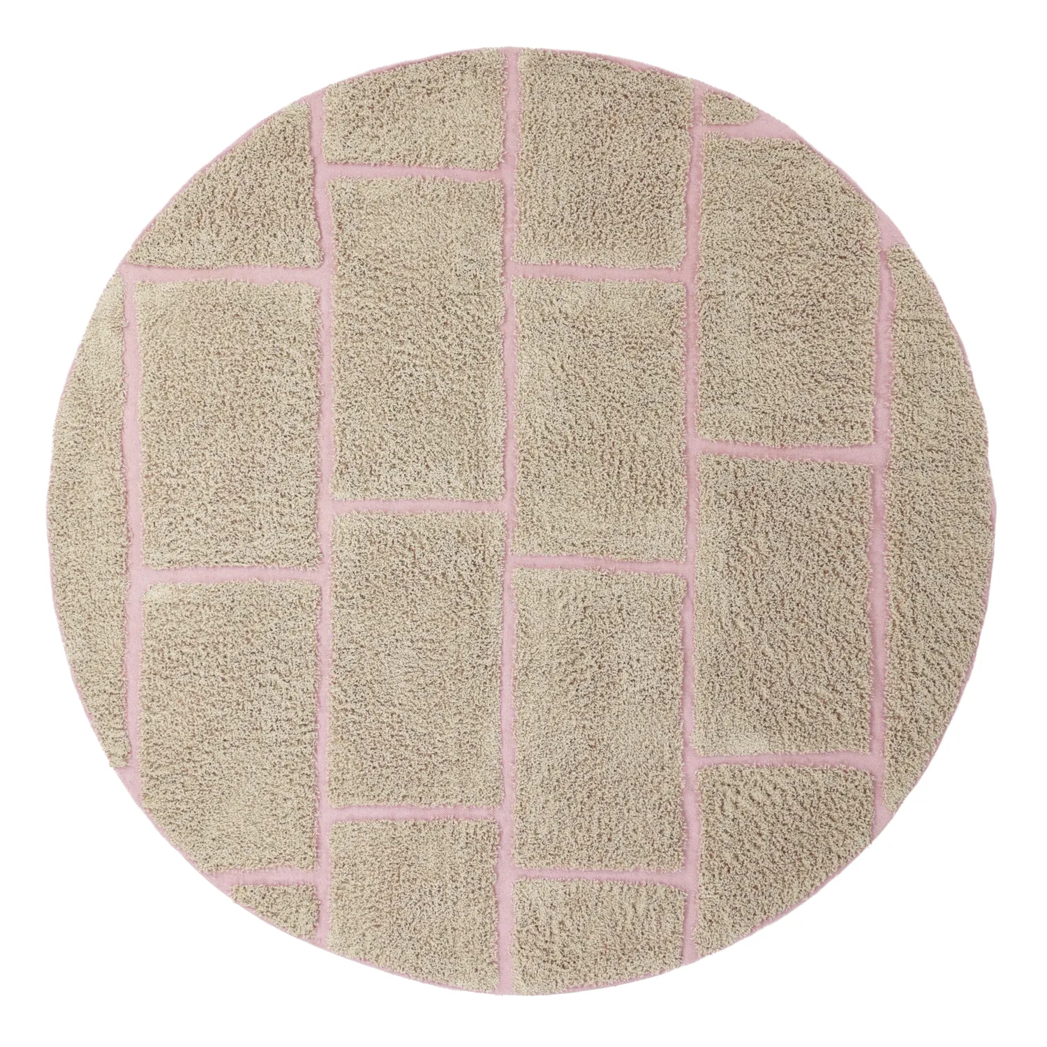 Ronde vloerkleden - Lindley Natural Cotton Shaggy (beige/roze)
