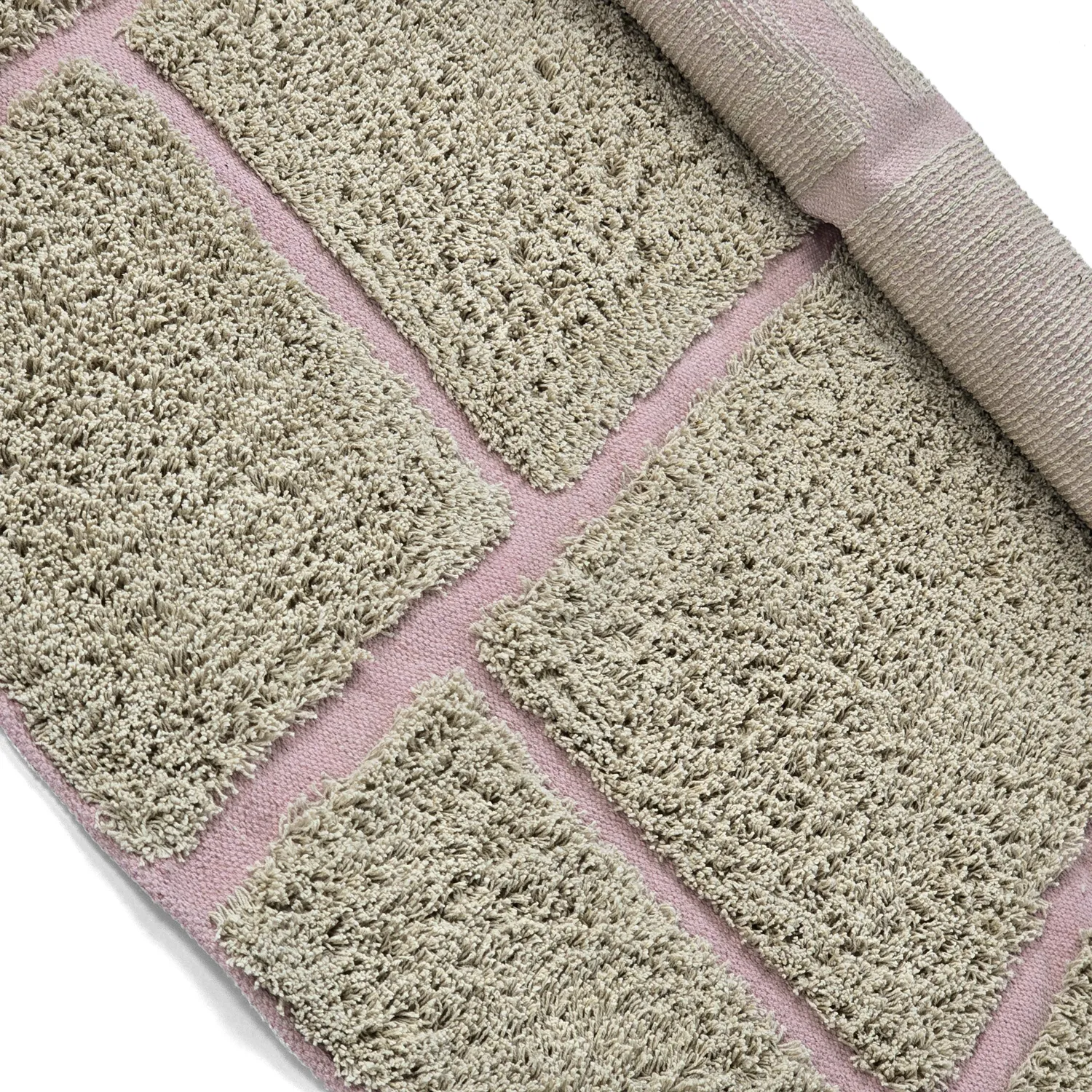 Ronde vloerkleden - Lindley Natural Cotton Shaggy (beige/roze)