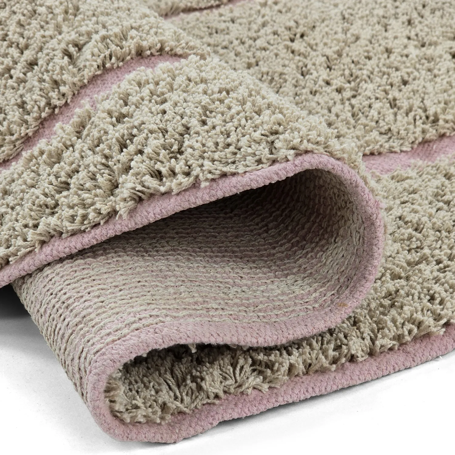 Ronde vloerkleden - Lindley Natural Cotton Shaggy (beige/roze)