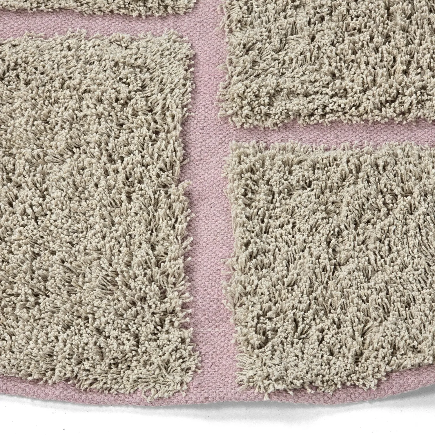 Ronde vloerkleden - Lindley Natural Cotton Shaggy (beige/roze)