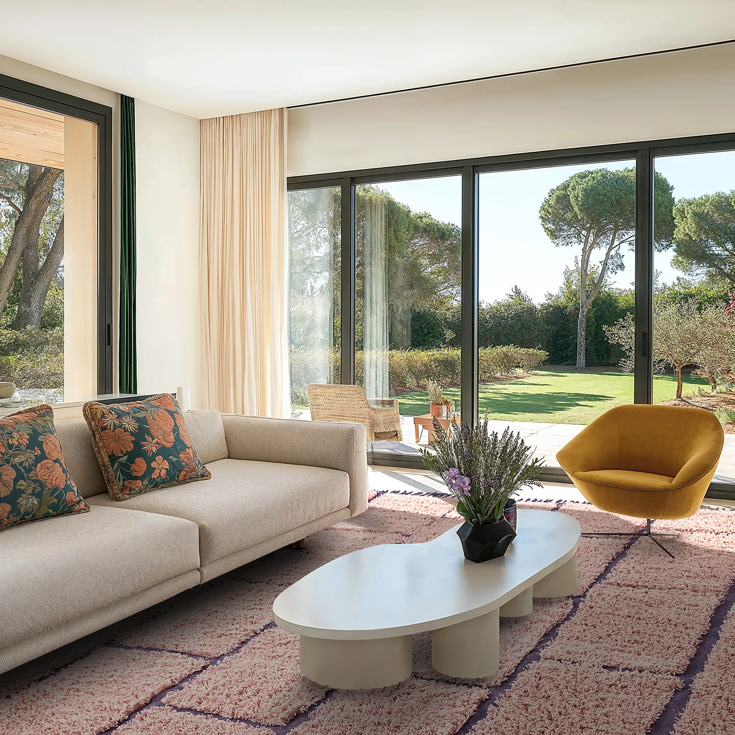 Hoogpolig vloerkleed - Lindley Natural Cotton Shaggy (roze/paars)