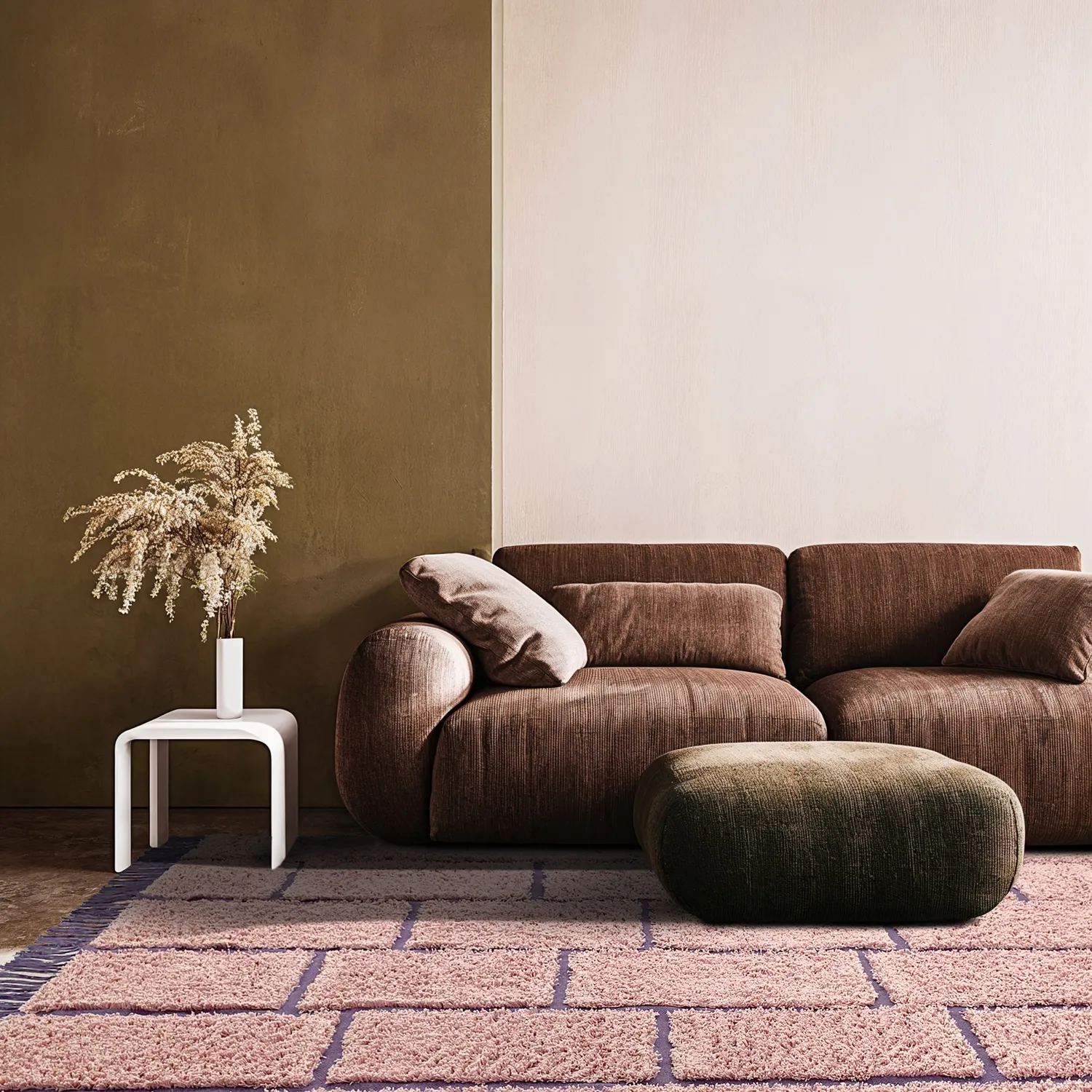 Hoogpolig vloerkleed - Lindley Natural Cotton Shaggy (roze/paars)