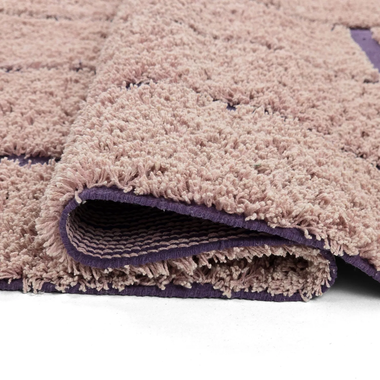 Hoogpolig vloerkleed - Lindley Natural Cotton Shaggy (roze/paars)