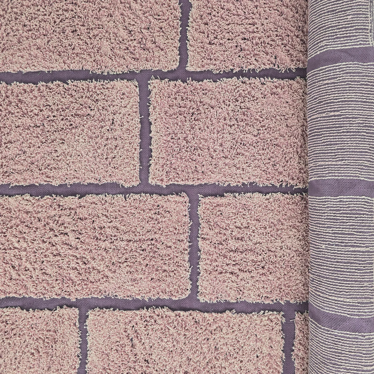 Hoogpolig vloerkleed - Lindley Natural Cotton Shaggy (roze/paars)