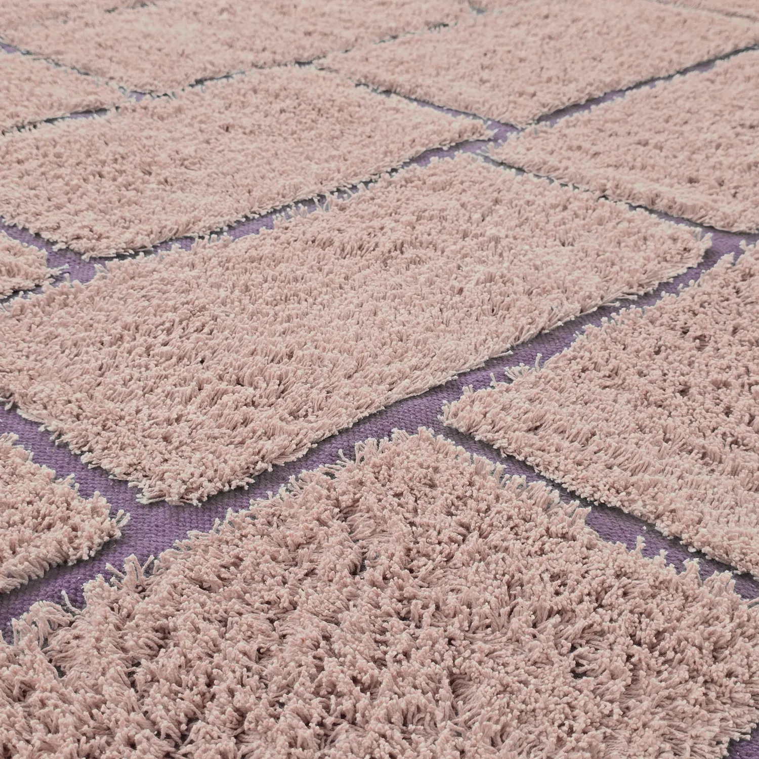 Hoogpolig vloerkleed - Lindley Natural Cotton Shaggy (roze/paars)