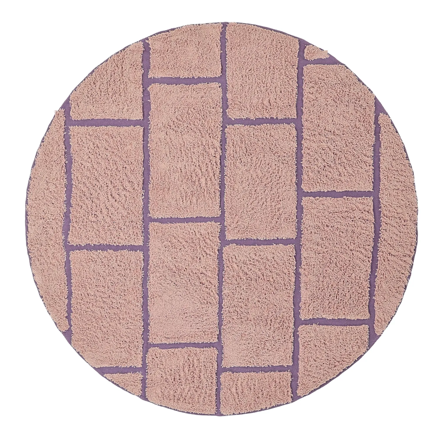 Ronde vloerkleden - Lindley Natural Cotton Shaggy (roze/paars)