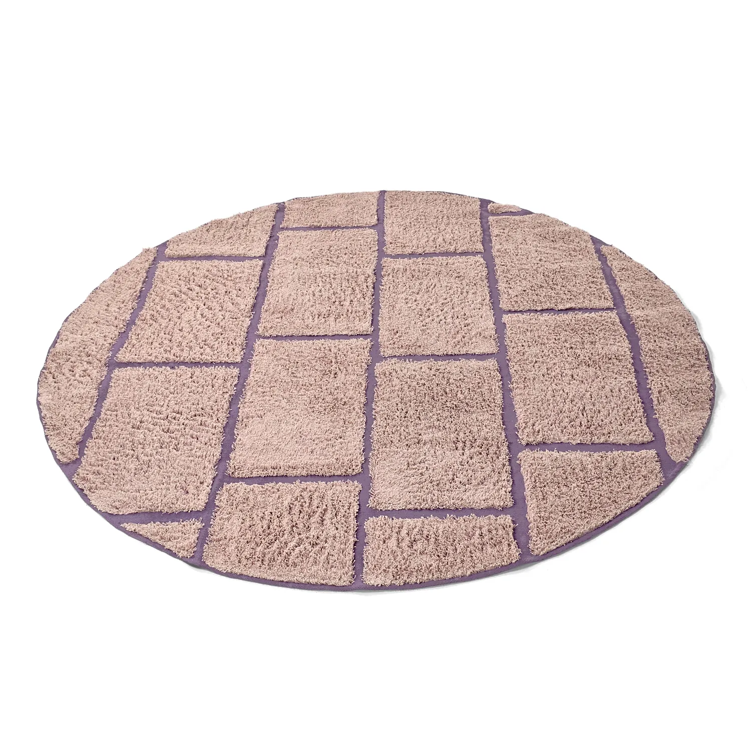 Ronde vloerkleden - Lindley Natural Cotton Shaggy (roze/paars)