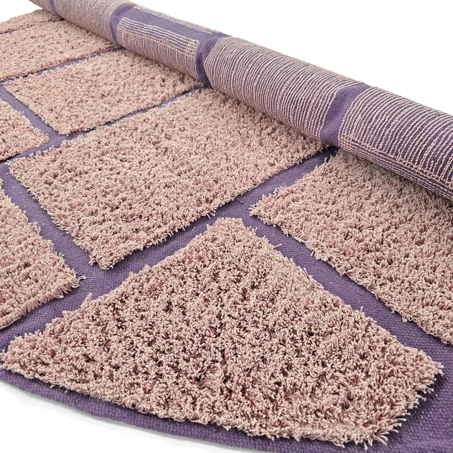 Ronde vloerkleden - Lindley Natural Cotton Shaggy (roze/paars)